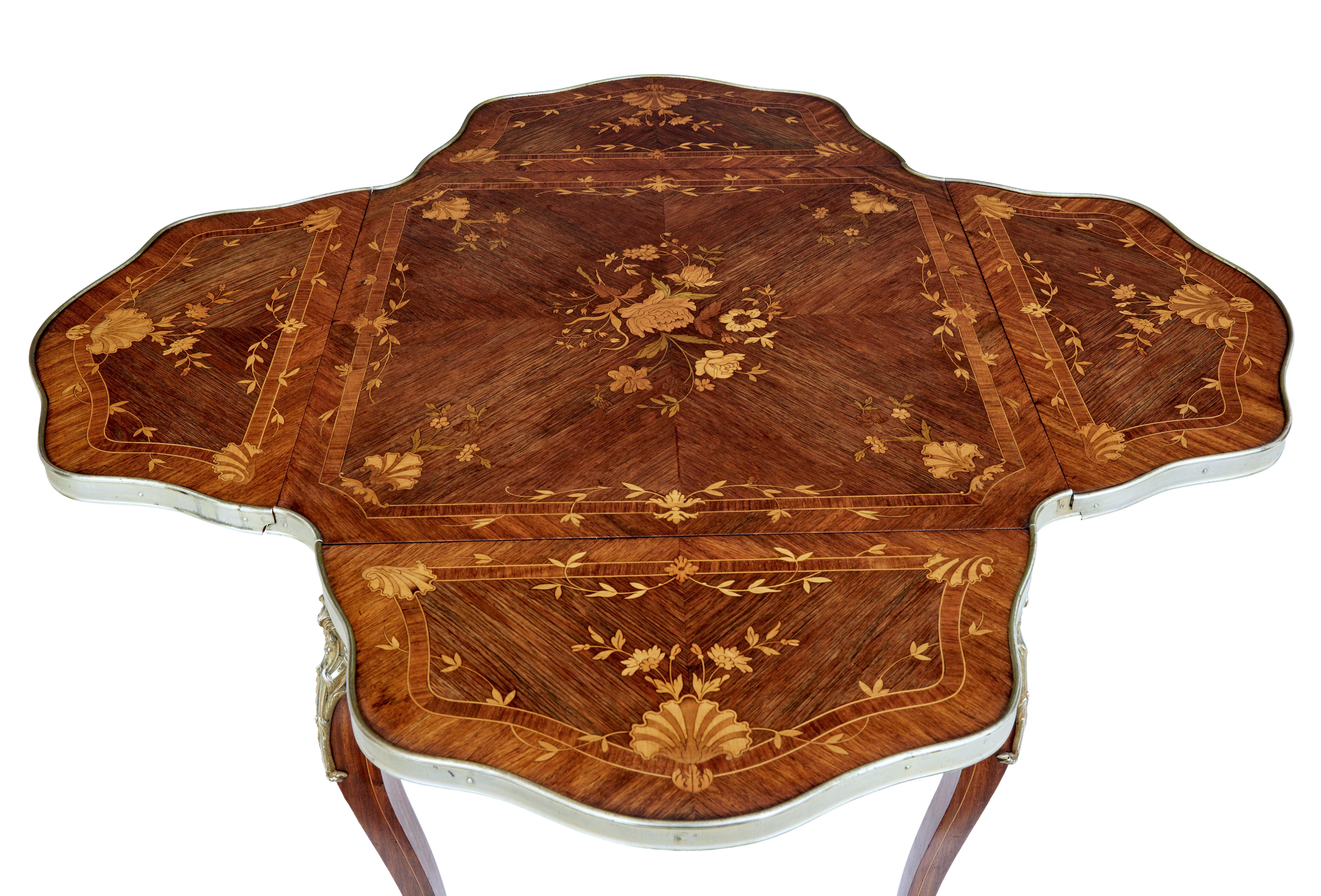 19th Century Walnut Inlaid Envelope Drop-Leaf Occasional Table In Good Condition In Debenham, Suffolk