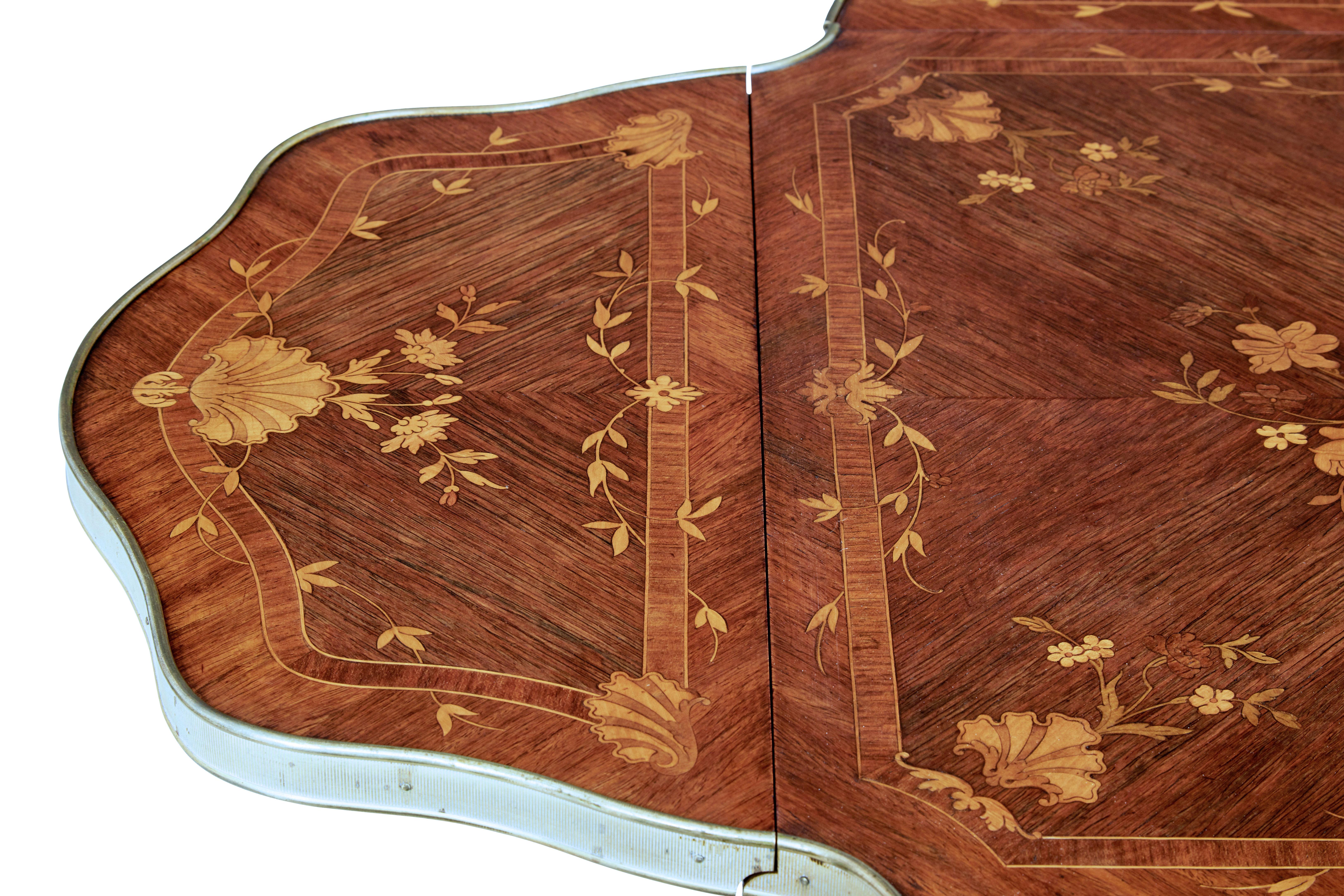 19th Century Walnut Inlaid Envelope Drop Leaf Occasional Table In Good Condition In Debenham, Suffolk