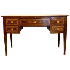 19th Century Walnut Inlaid Partner’s Desk with Leather Writing Surface