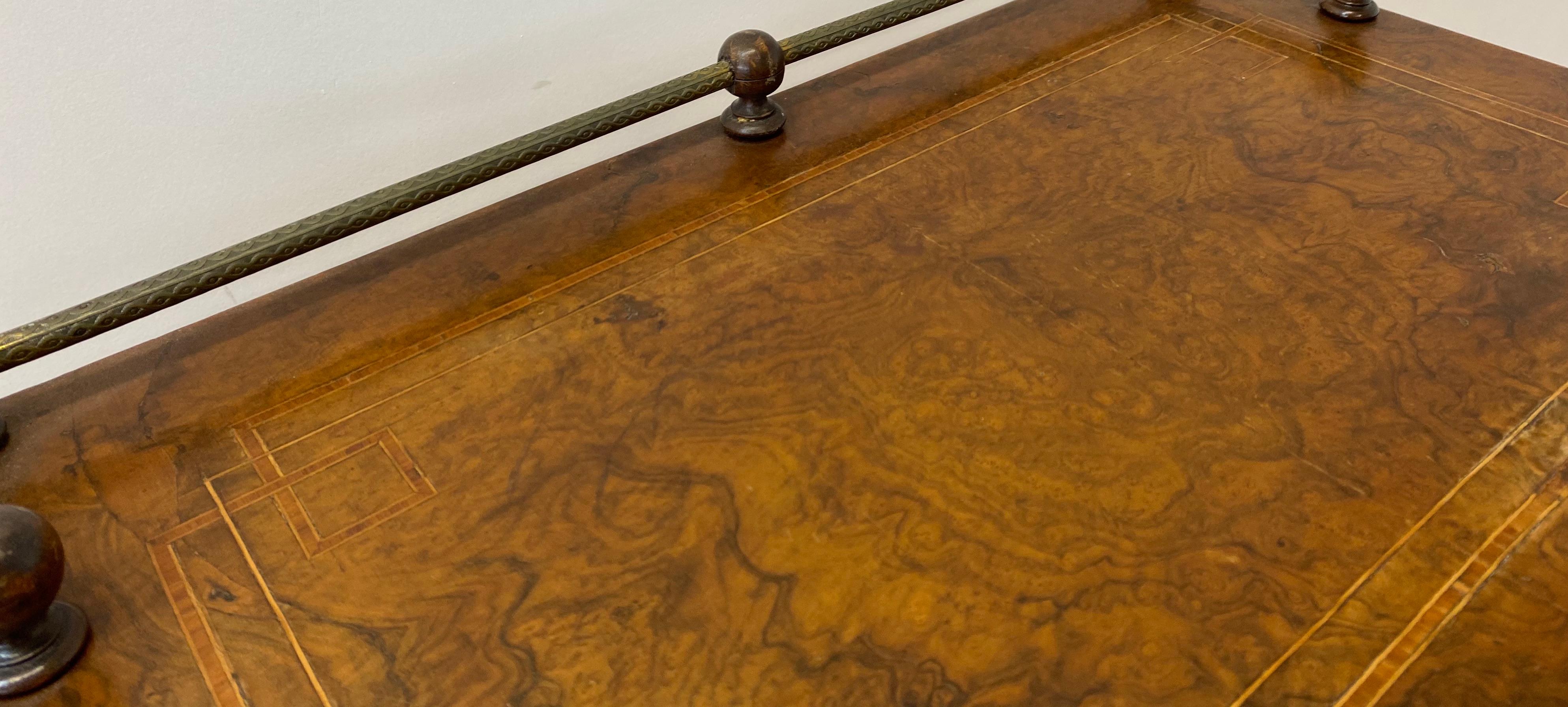 Hand-Crafted 19th Century Walnut Inlay Magazine Table W/ Drawer For Sale