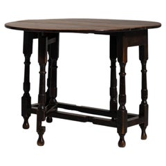 19th Century Walnut Jacobean Oak Gate-Leg Drop-Leaf Table in Original