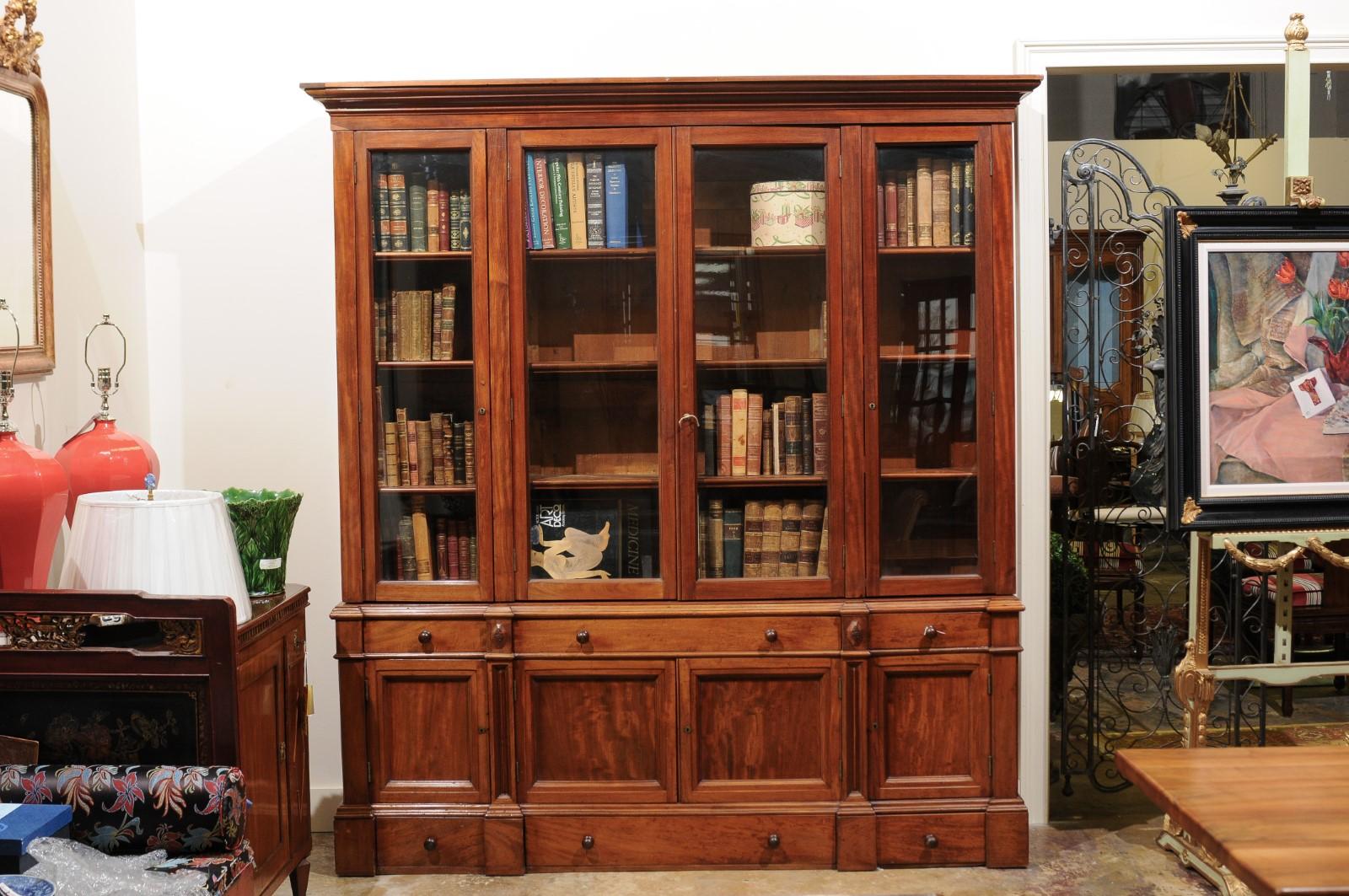 19th Century Walnut Louis Philippe Bookcase In Good Condition In Chamblee, GA