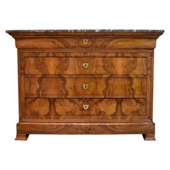 19th Century Walnut Louis Philippe Commode with Marble Top