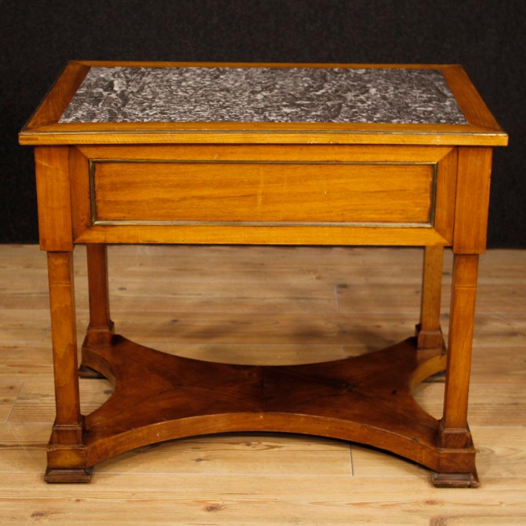 Gilt 19th Century Walnut, Mahogany, Beechwood Marble-Top French Writing Desk, 1880