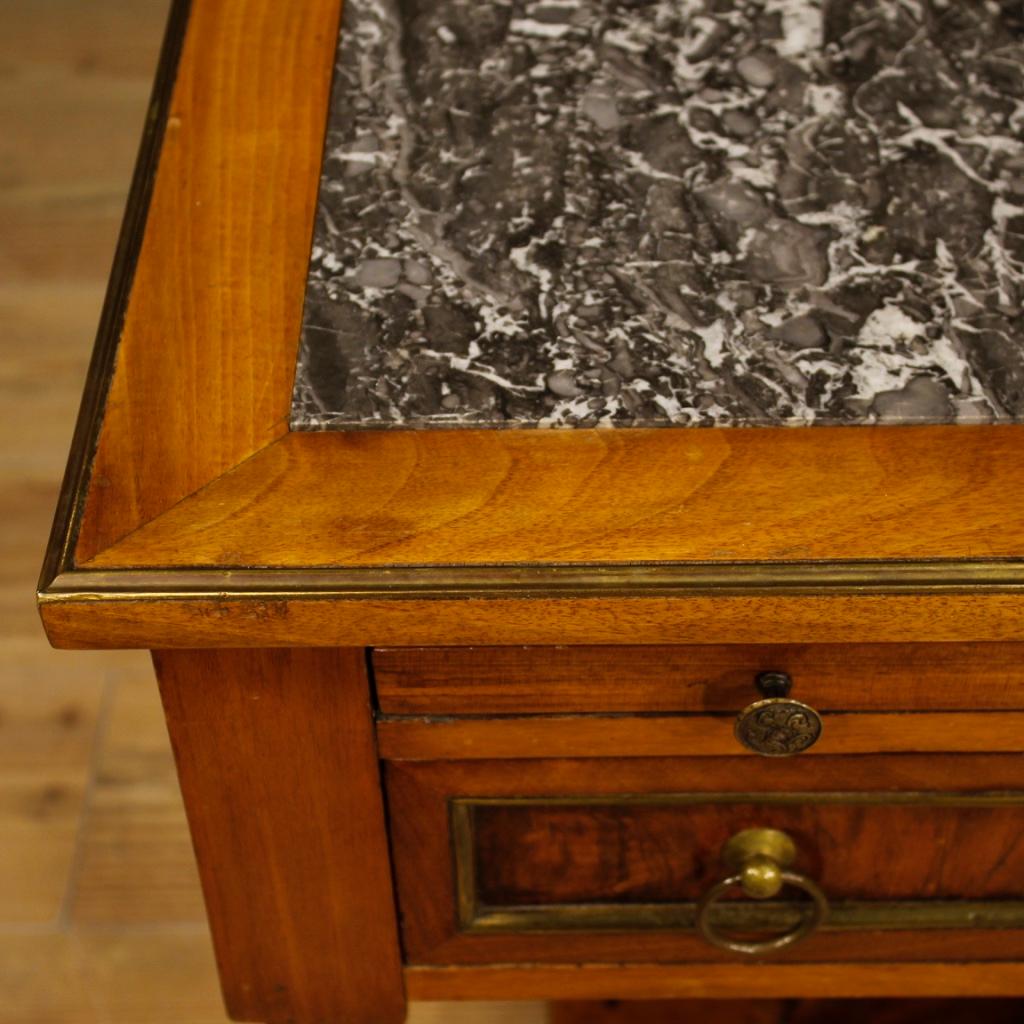 19th Century Walnut, Mahogany, Beechwood Marble-Top French Writing Desk, 1880 2