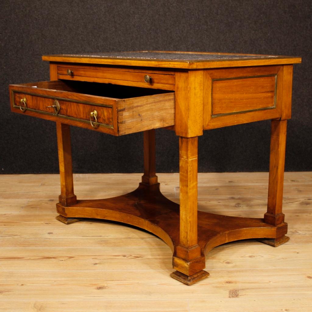 19th Century Walnut, Mahogany, Beechwood Marble-Top French Writing Desk, 1880 5