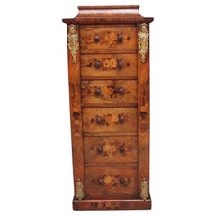 Antique 19th Century walnut & marquetry Wellington chest