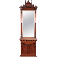 19th Century Walnut Mirrored Hall Stand