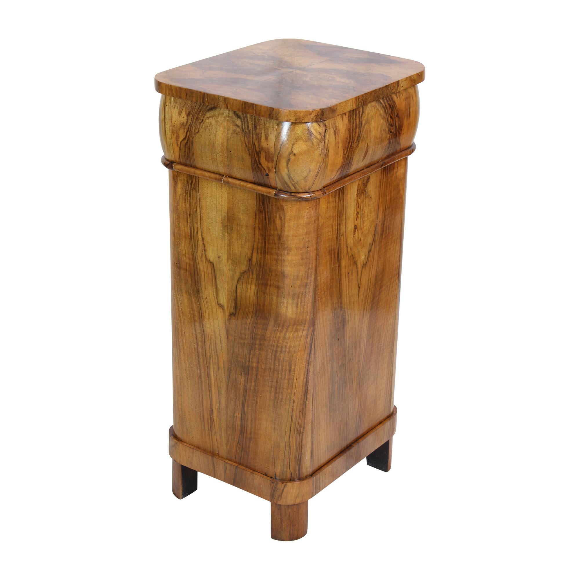 Biedermeier 19th Century Walnut Nightstand or Pillar Cabinet For Sale