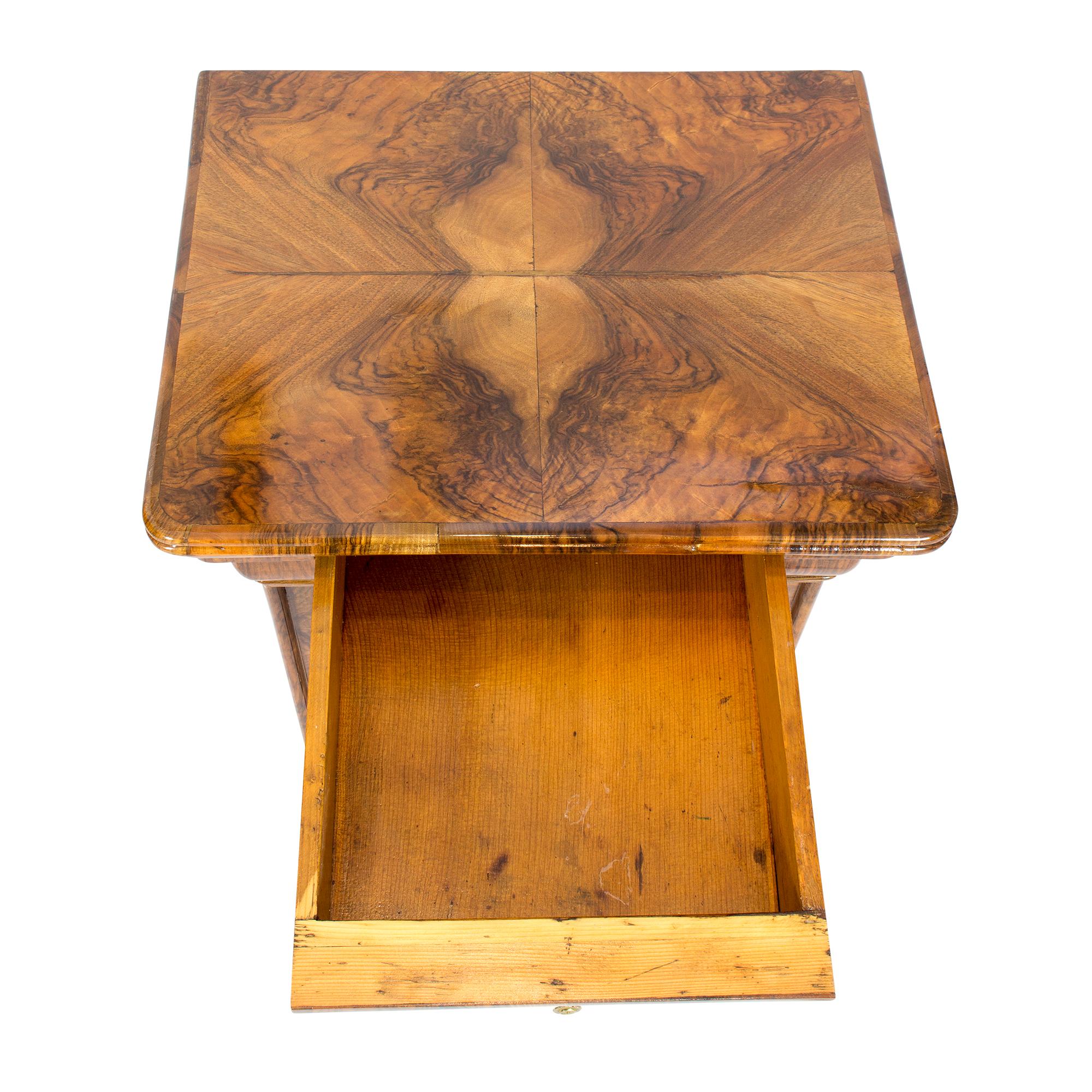 Biedermeier 19th Century Walnut Nightstand or Pillar Cabinet