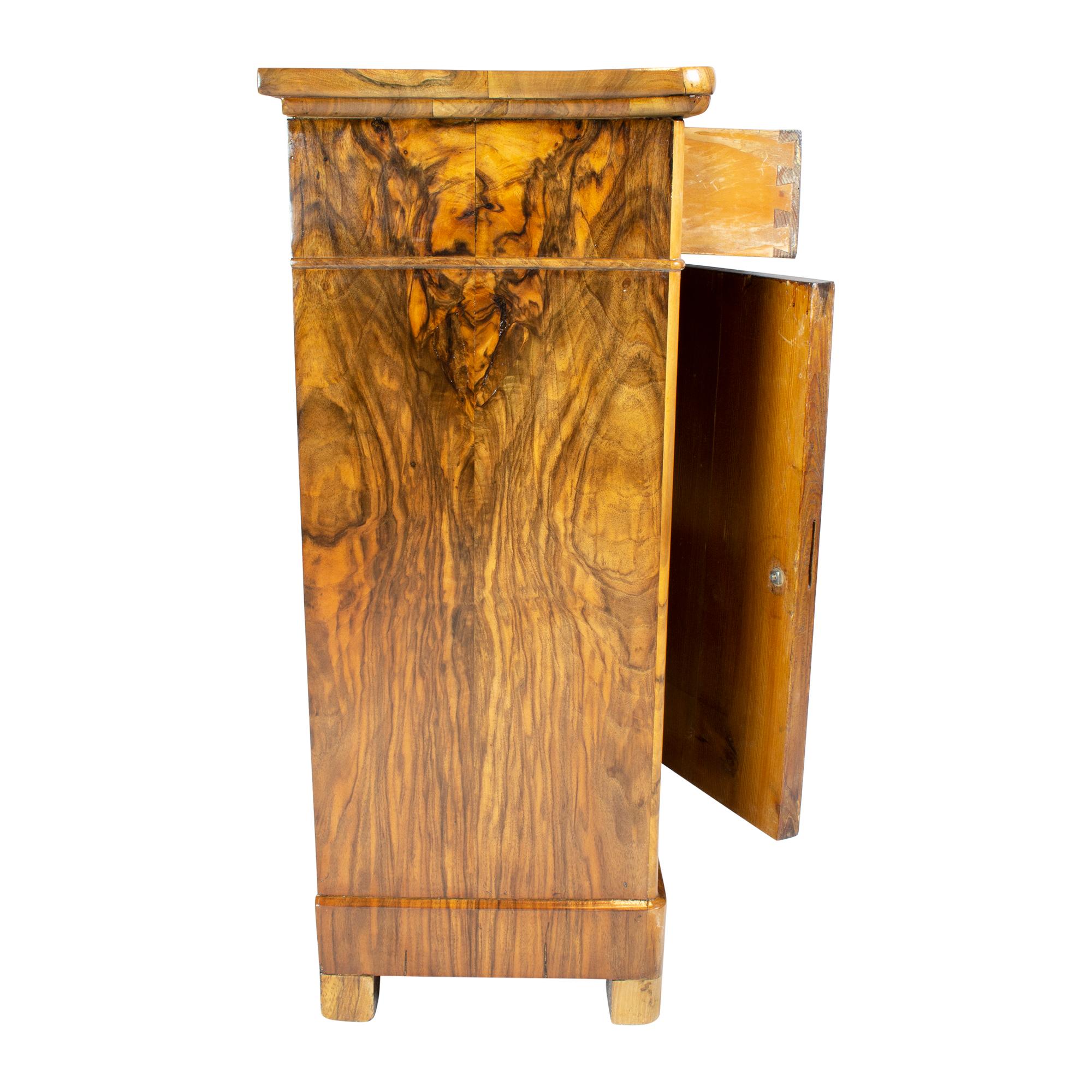 Polished 19th Century Walnut Nightstand or Pillar Cabinet