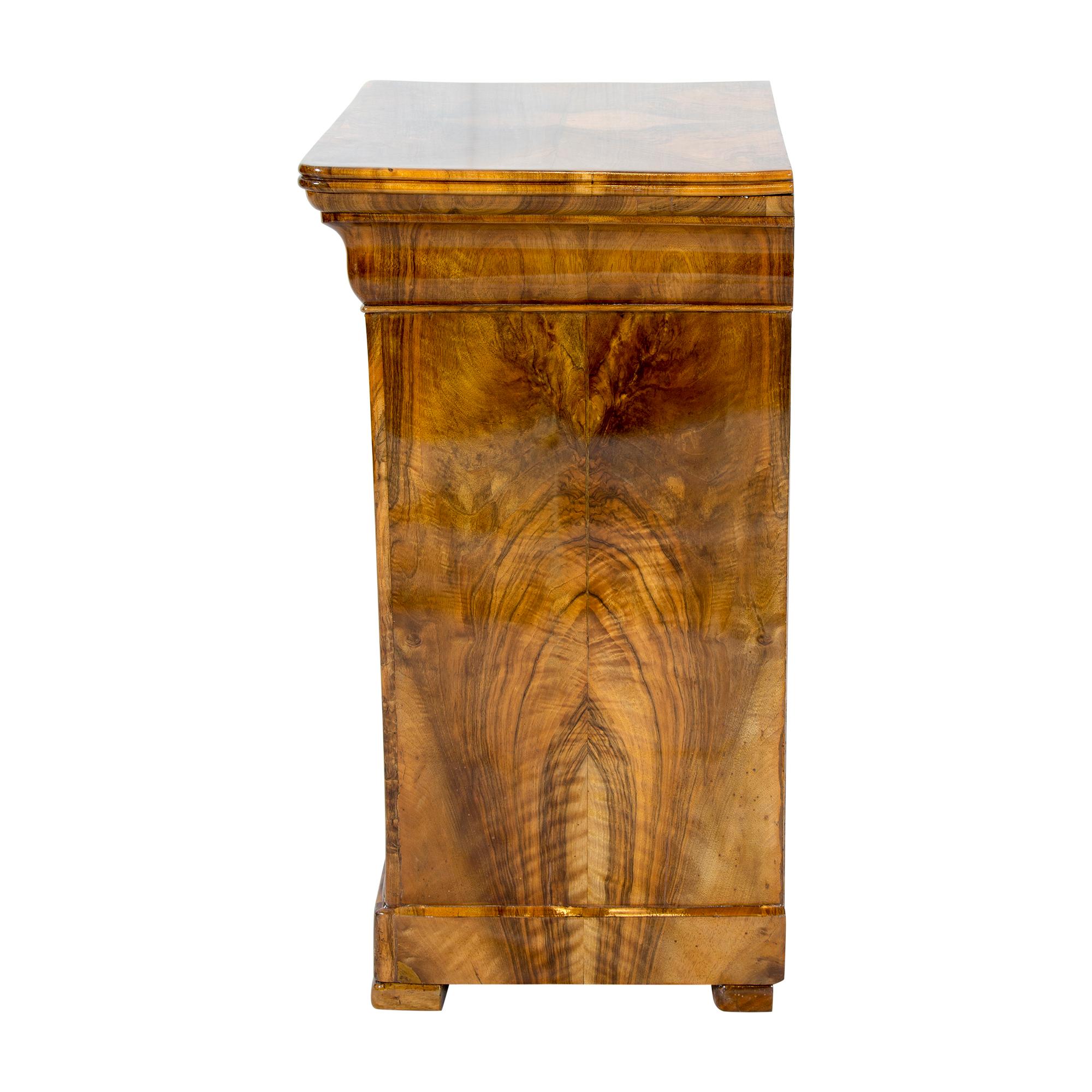 Polished 19th Century Walnut Nightstand or Pillar Cabinet