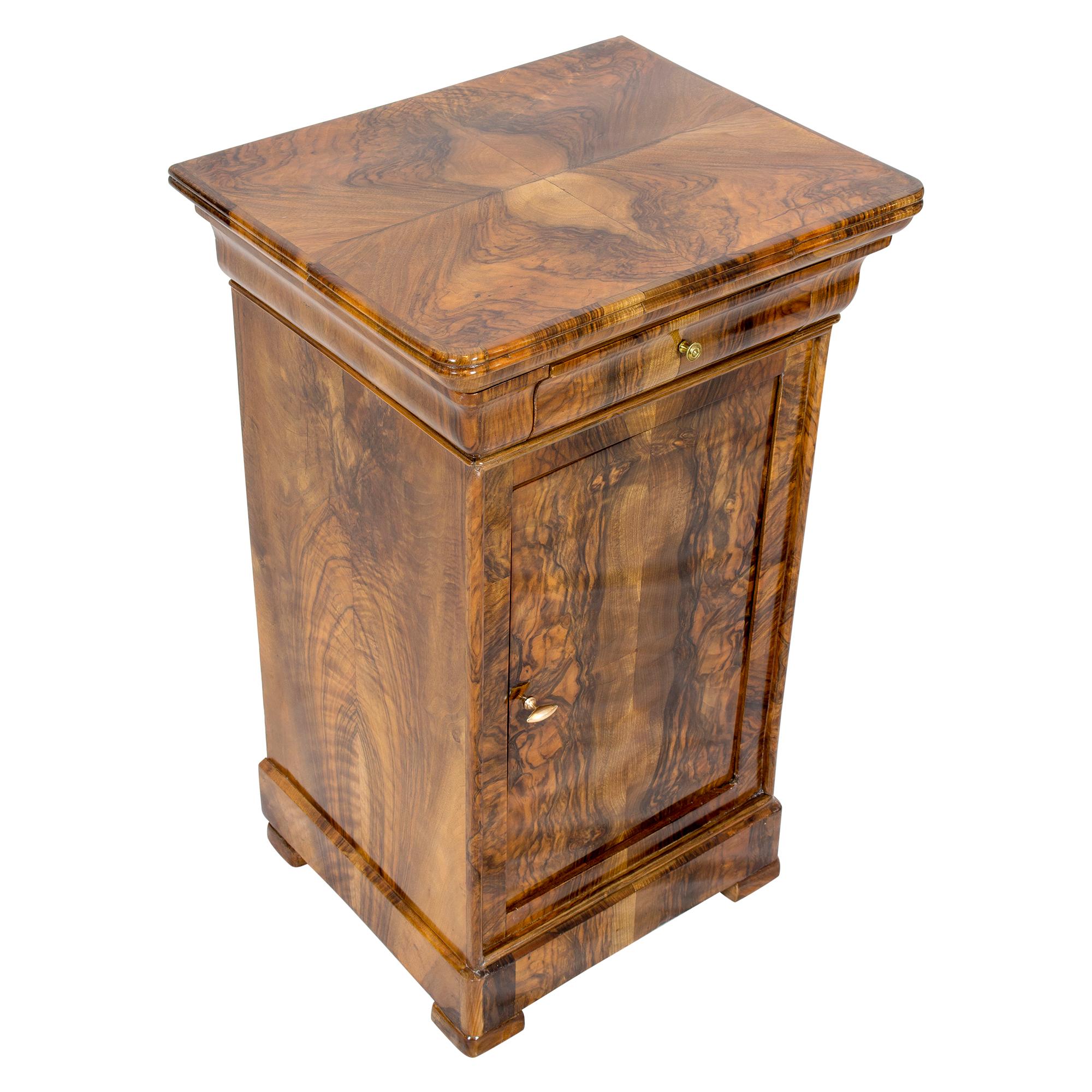 19th Century Walnut Nightstand or Pillar Cabinet 2