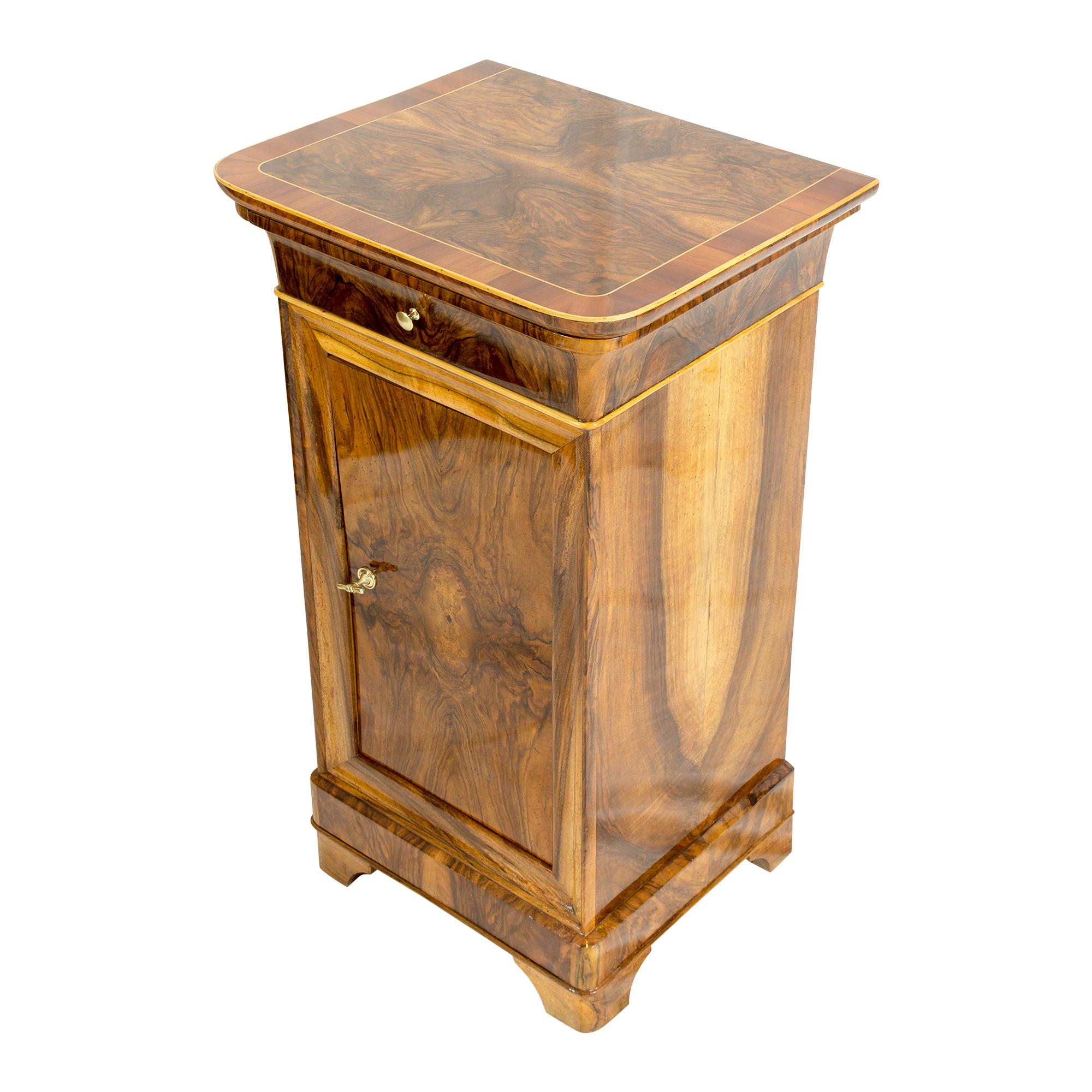 19th Century Walnut Nightstand or Side Cabinet For Sale 1