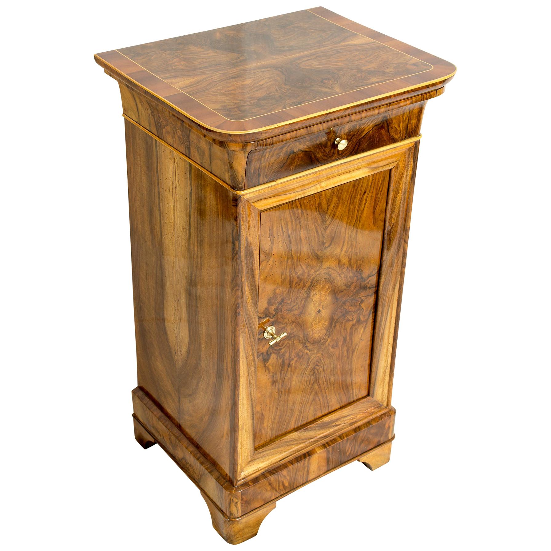 19th Century Walnut Nightstand or Side Cabinet For Sale