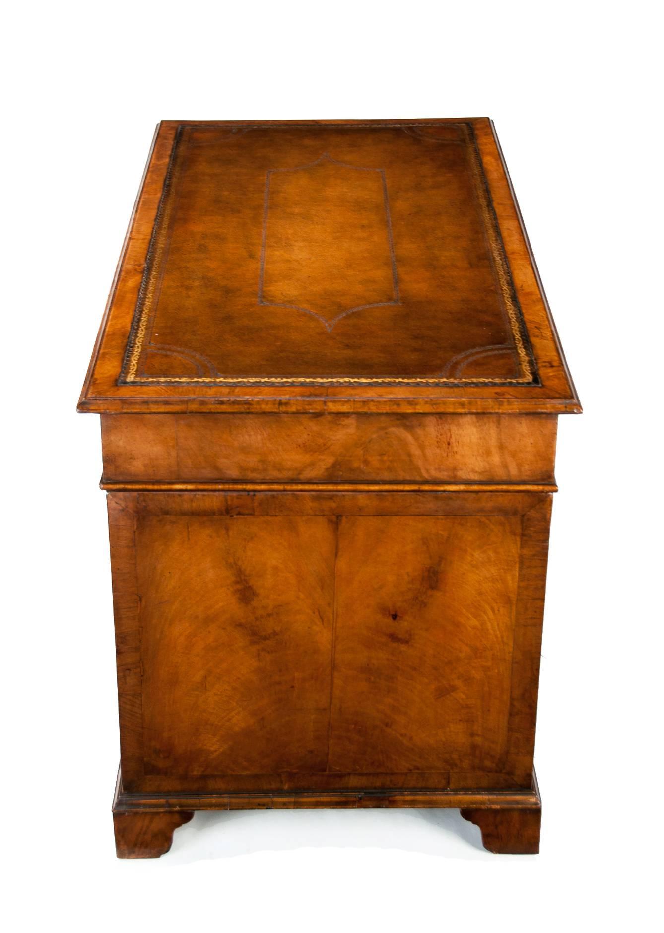 19th Century Walnut Pedestal Writing Desk 2