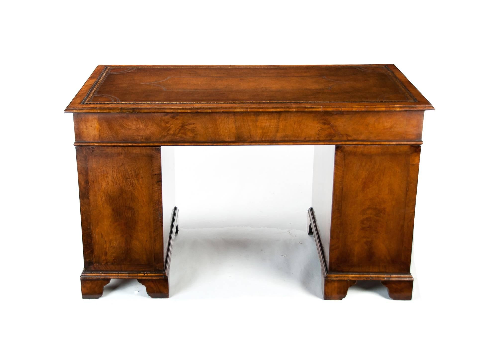 19th Century Walnut Pedestal Writing Desk 3