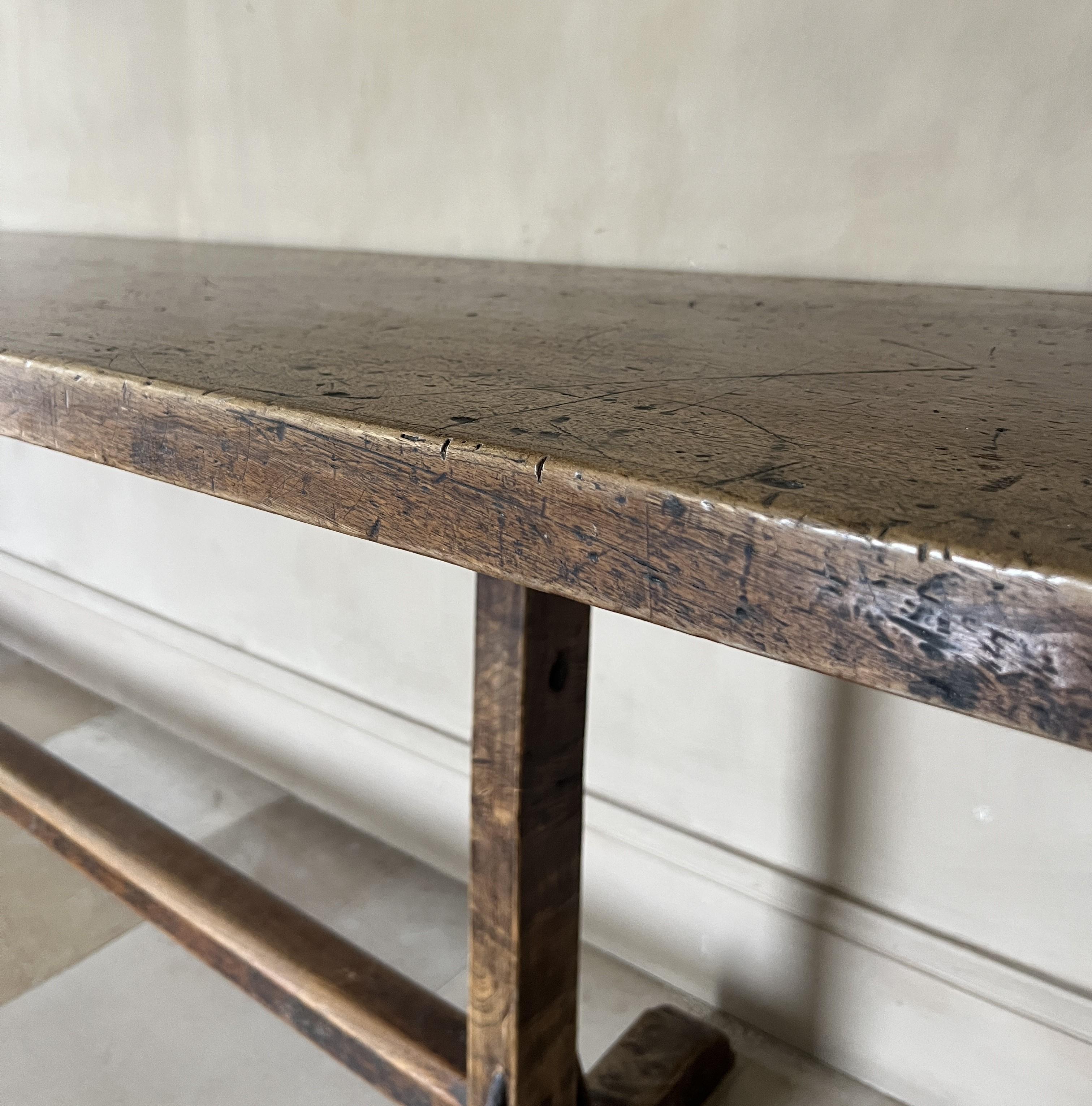 19th century Walnut Refectory Console Table 5
