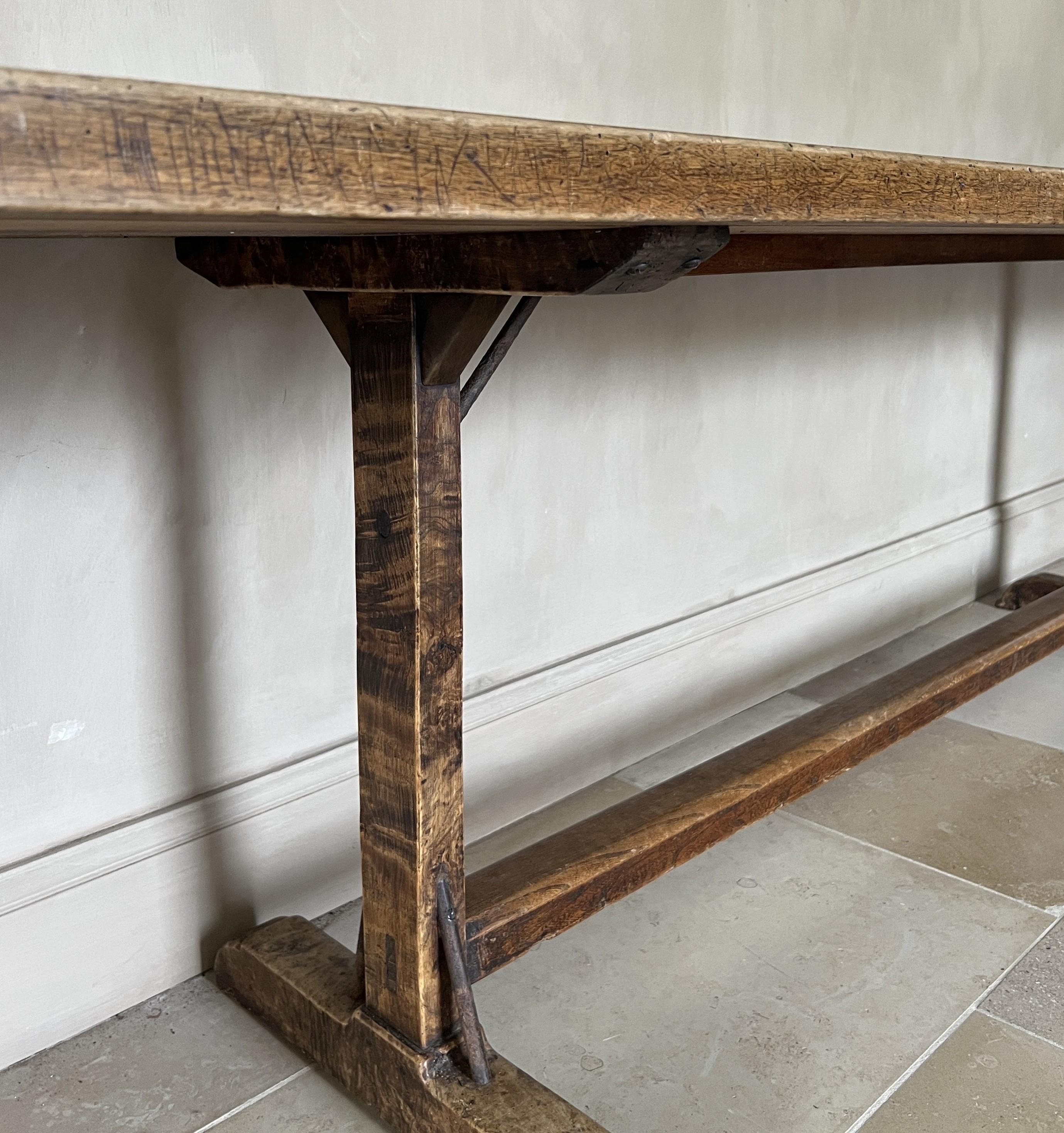 19th century Walnut Refectory Console Table 2