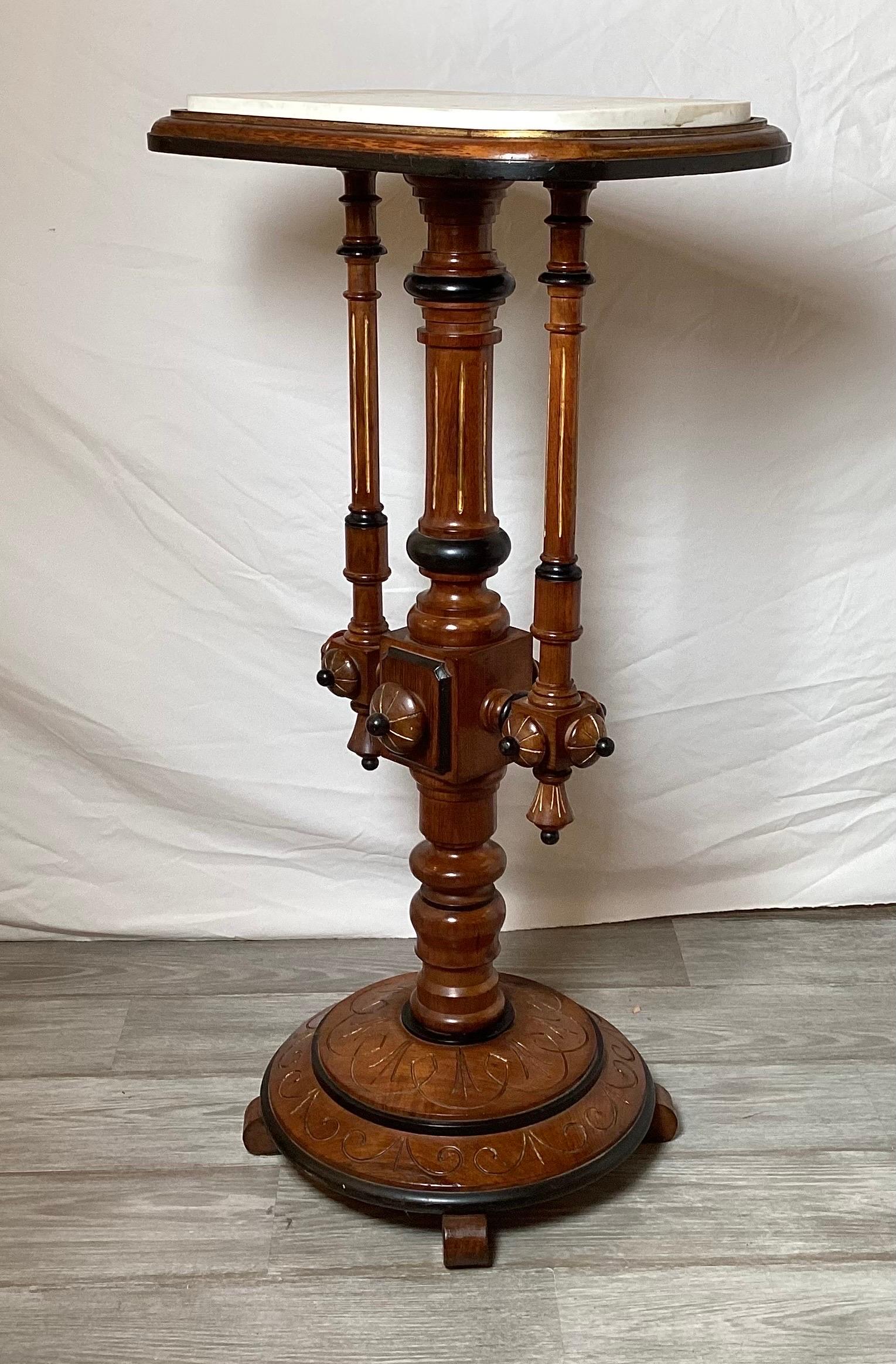 Hand-Carved 19th Century Walnut Renaissance Revival Pedestal For Sale
