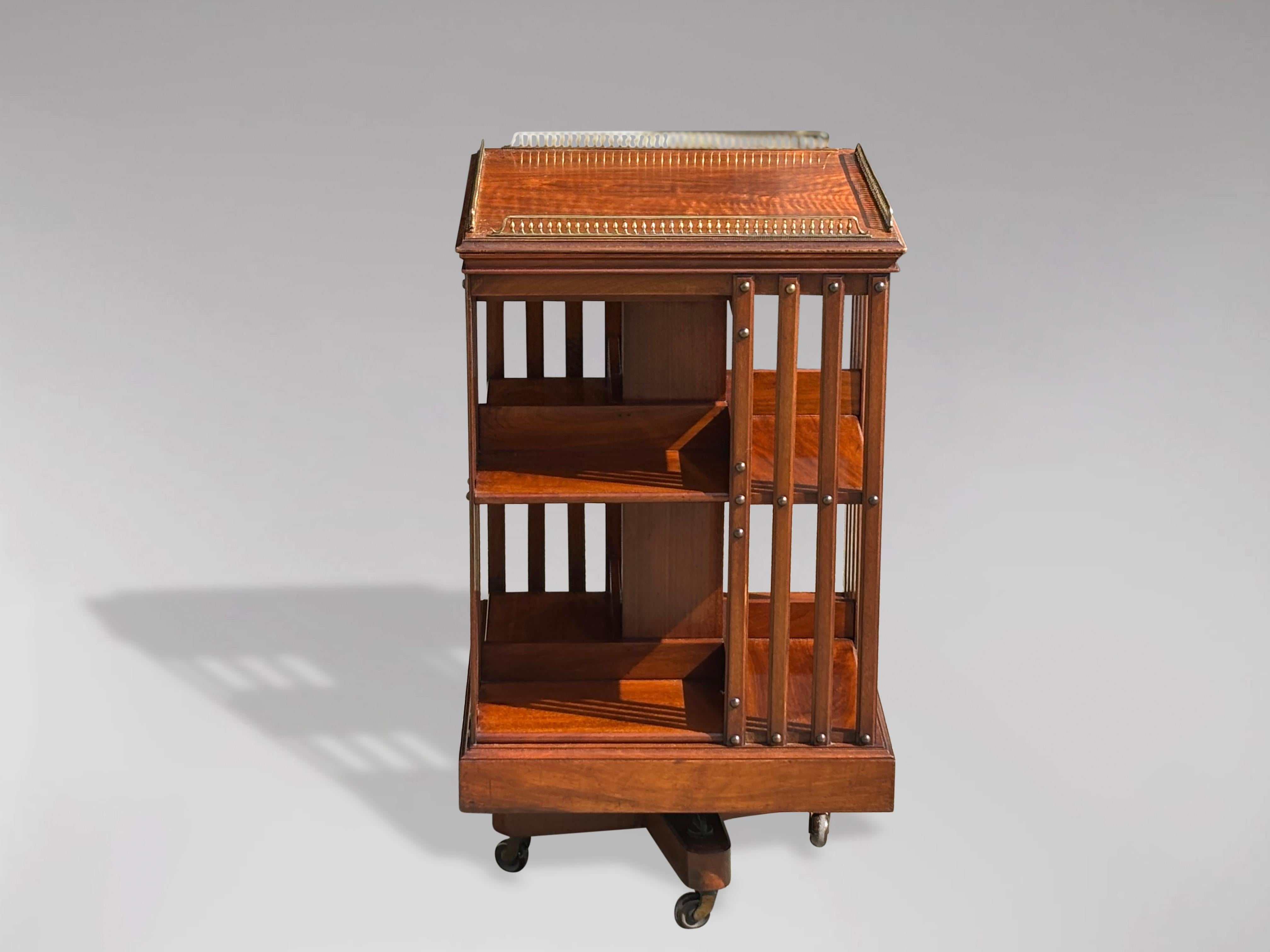 Late Victorian 19th Century Walnut Revolving Bookcase by Maple & Co London Paris For Sale