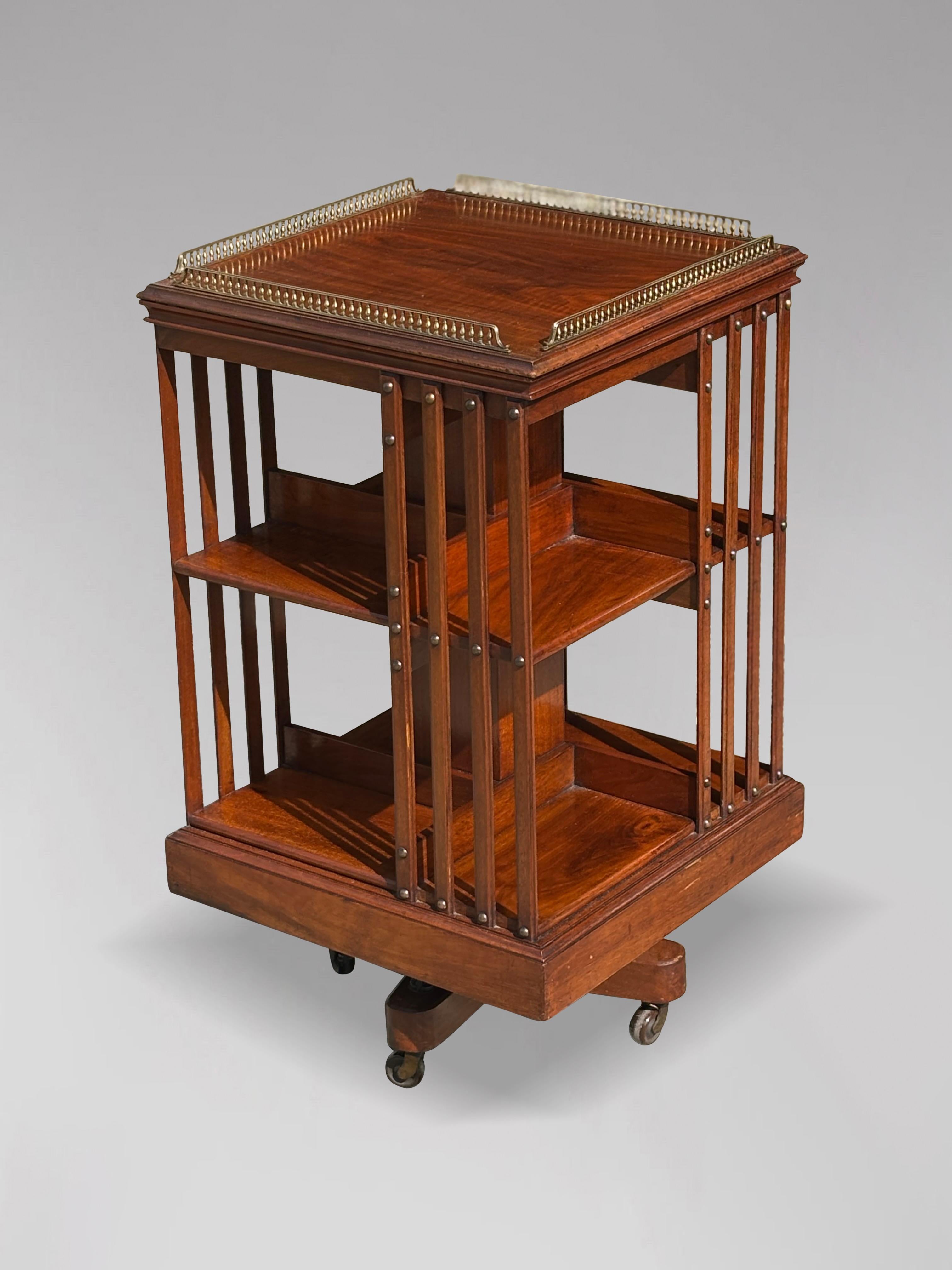 British 19th Century Walnut Revolving Bookcase by Maple & Co London Paris For Sale