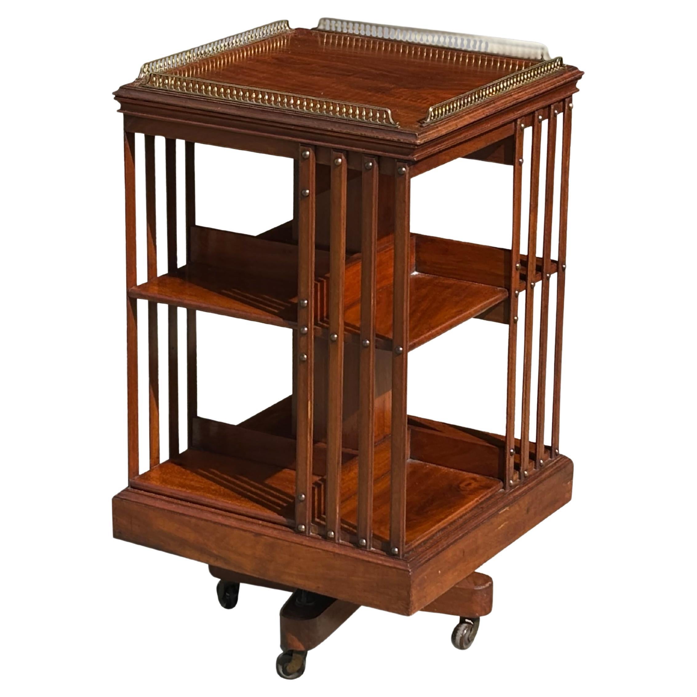 19th Century Walnut Revolving Bookcase by Maple & Co London Paris For Sale