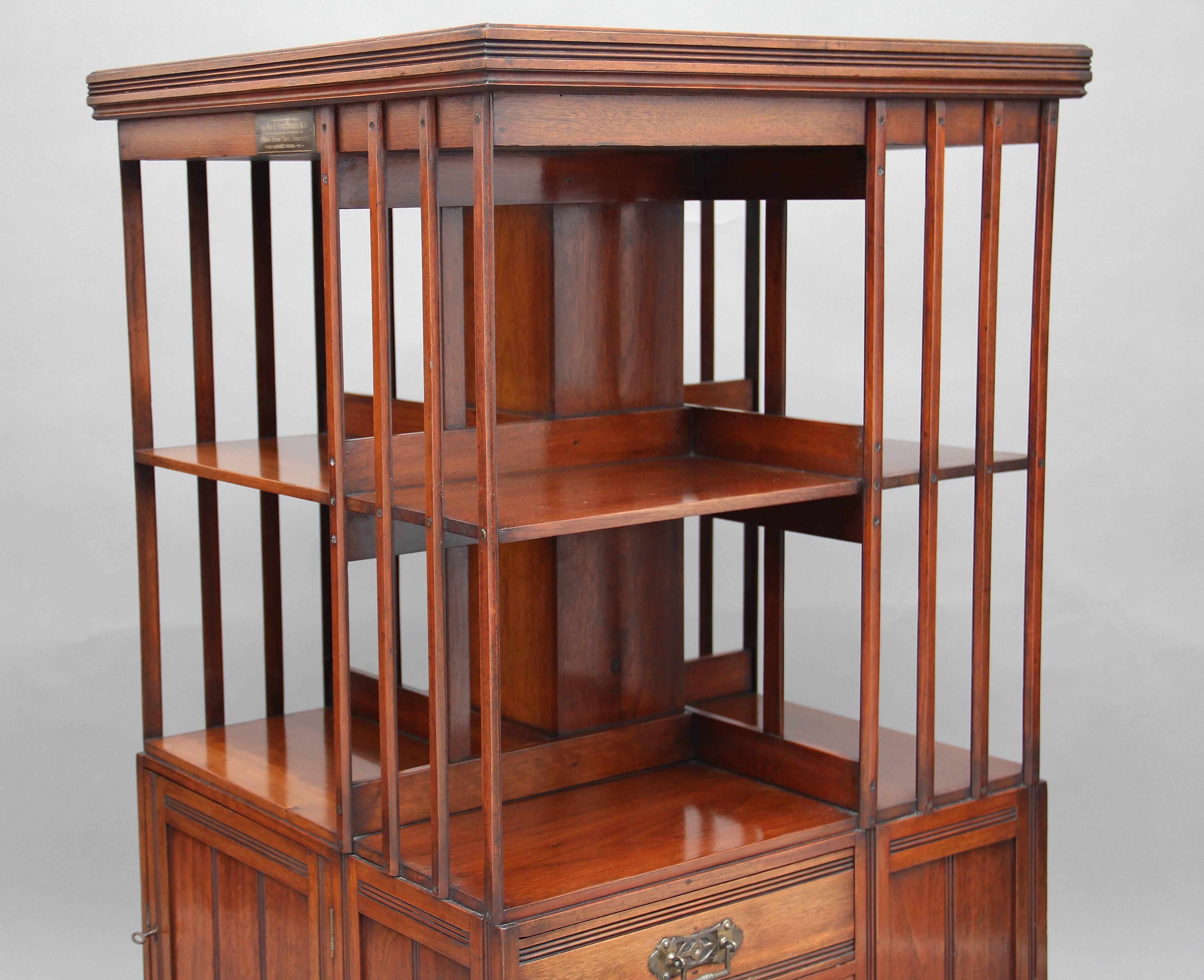 19th Century Walnut Revolving Bookcase 5