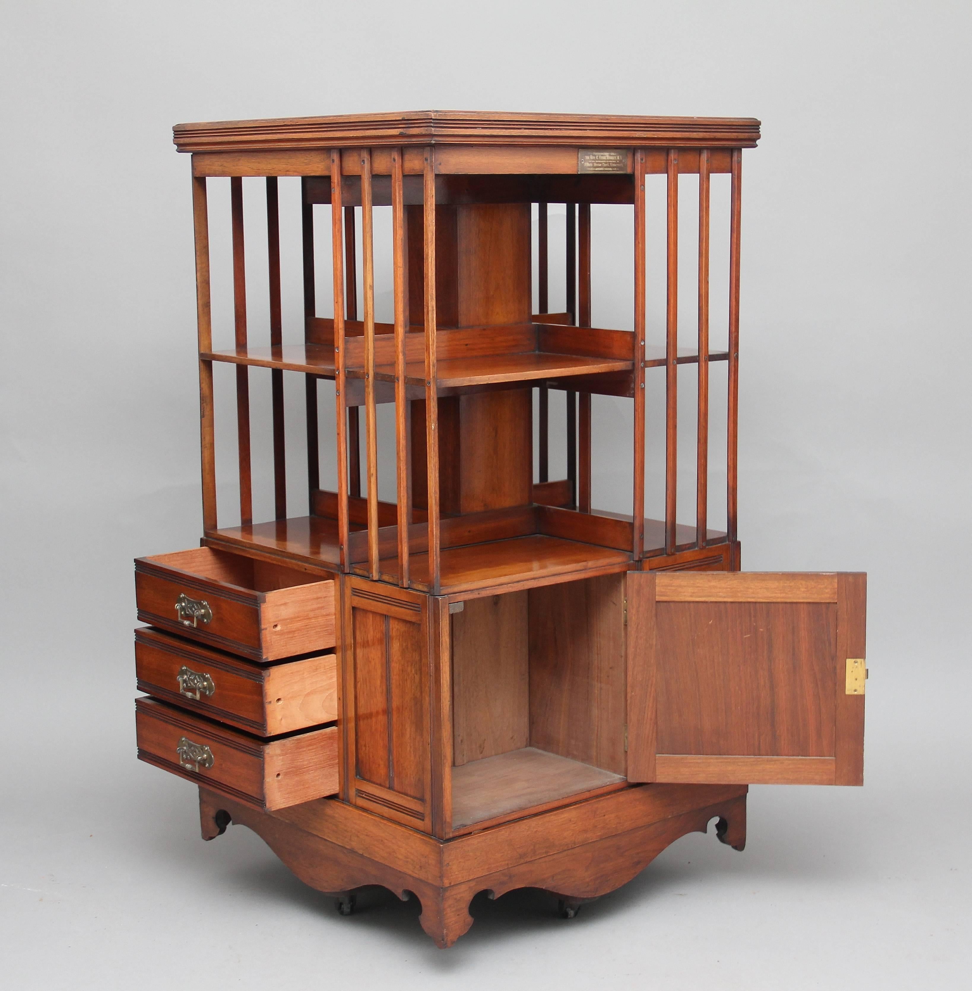 Late 19th Century 19th Century Walnut Revolving Bookcase