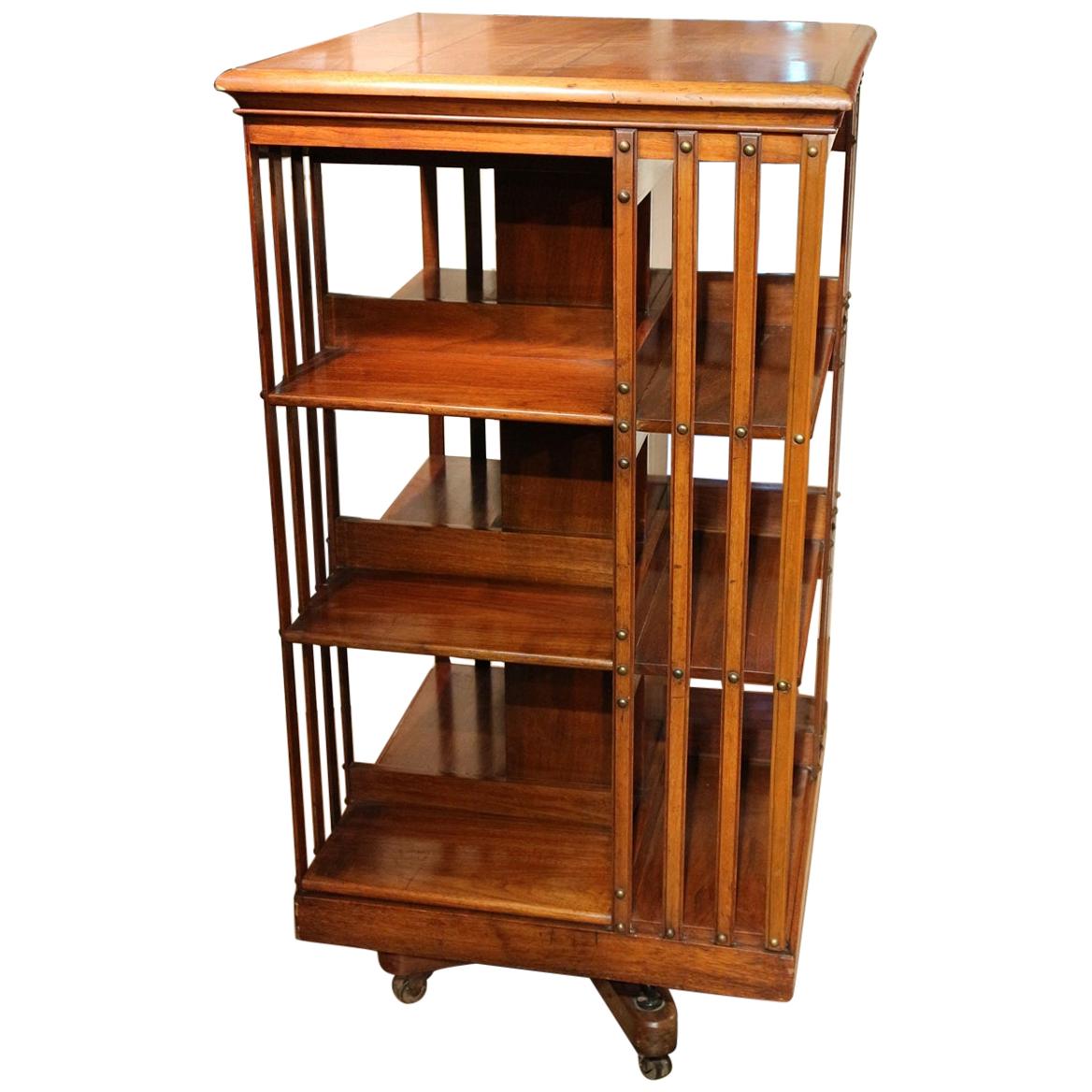 19th Century Walnut Revolving Bookcase Maple & Co.