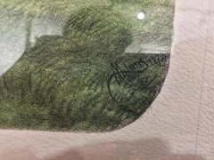 19th Century Walnut Root Inlaid Frame Colored by Hand French Print Signed