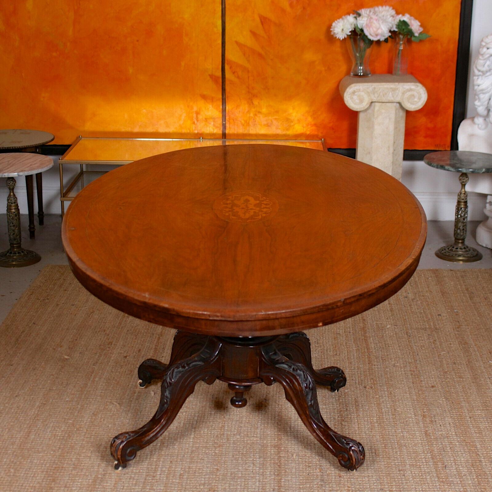 19th Century Walnut Rosewood Breakfast Table Tilt-Top Dining For Sale 3