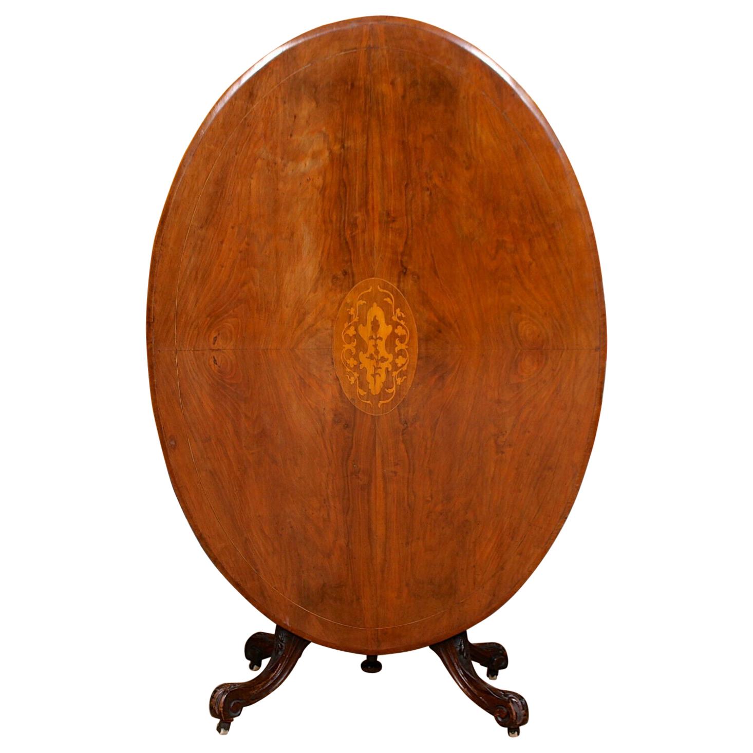 19th Century Walnut Rosewood Breakfast Table Tilt-Top Dining For Sale