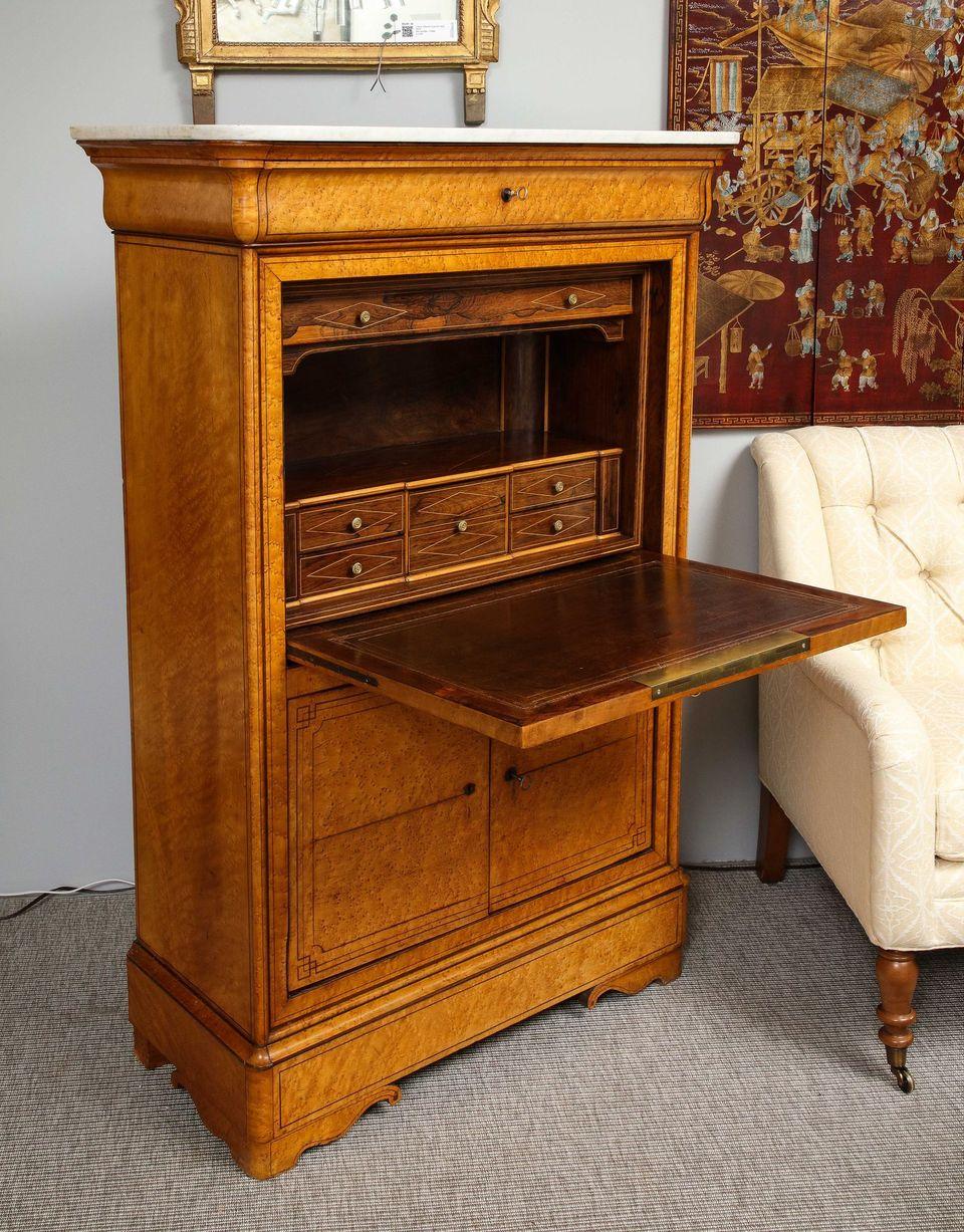 Charles X 19th-Century Walnut Secretaire Abattant For Sale