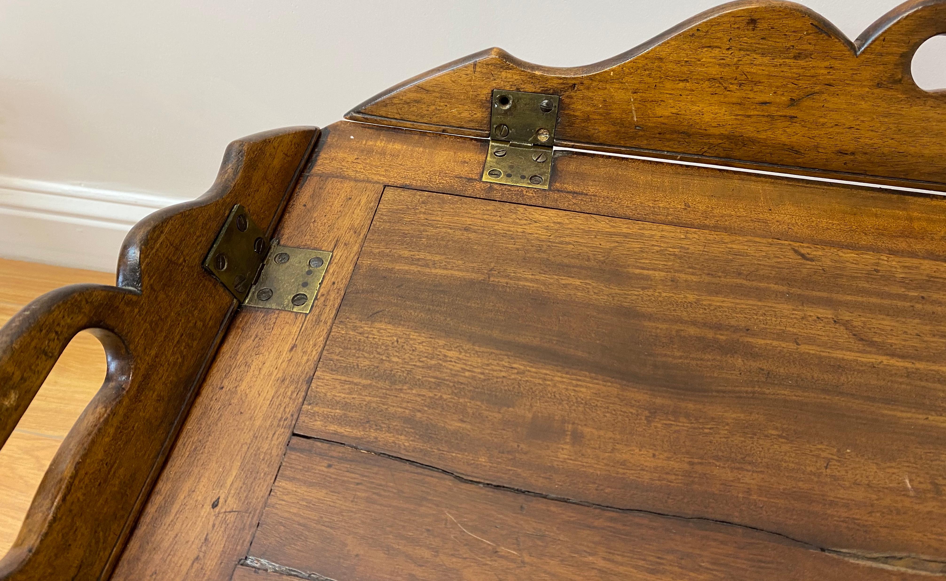 American 19th Century Walnut Serving Tray on Stand For Sale