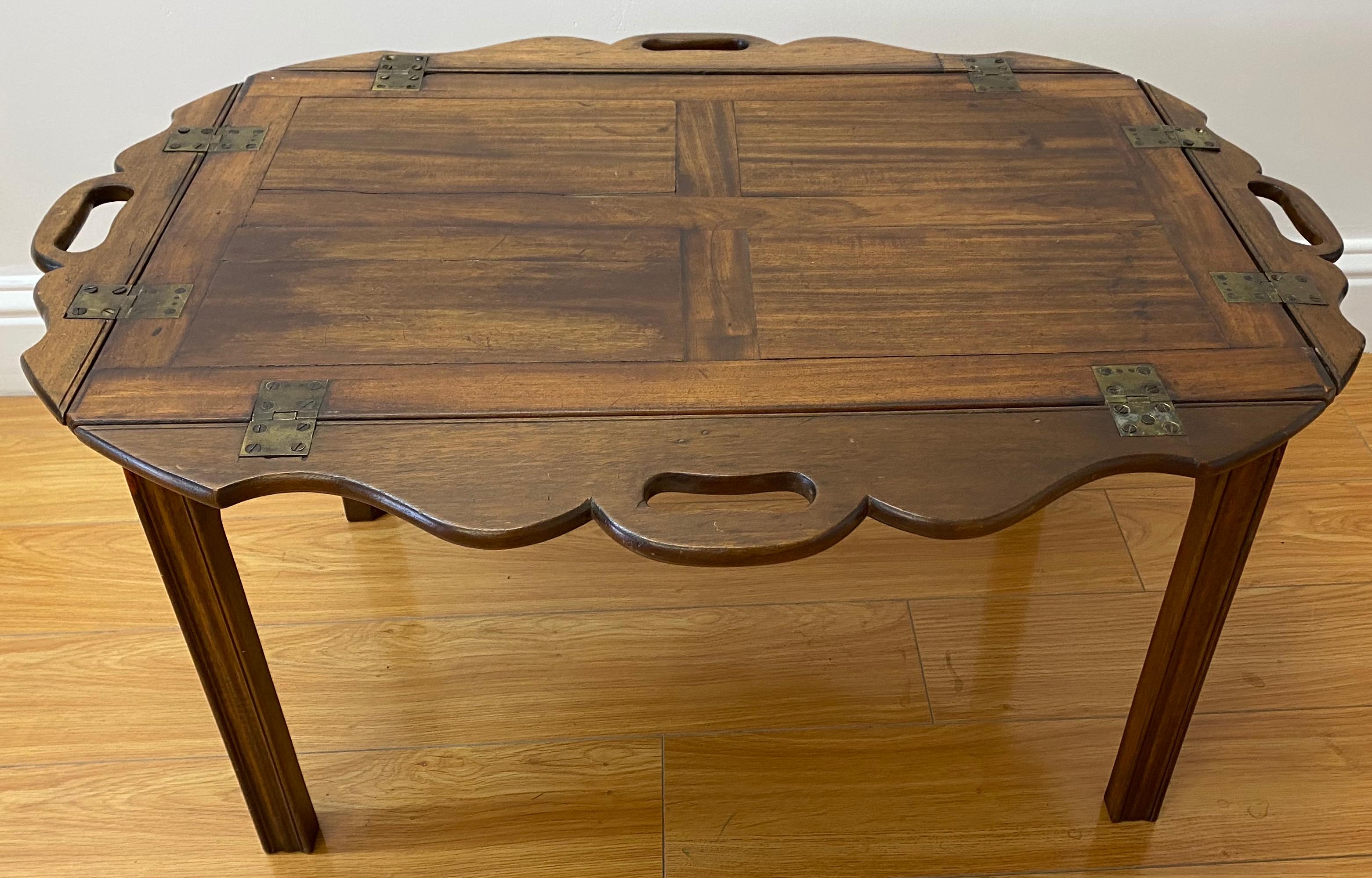 19th Century Walnut Serving Tray on Stand For Sale 1