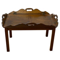 Used 19th Century Walnut Serving Tray on Stand