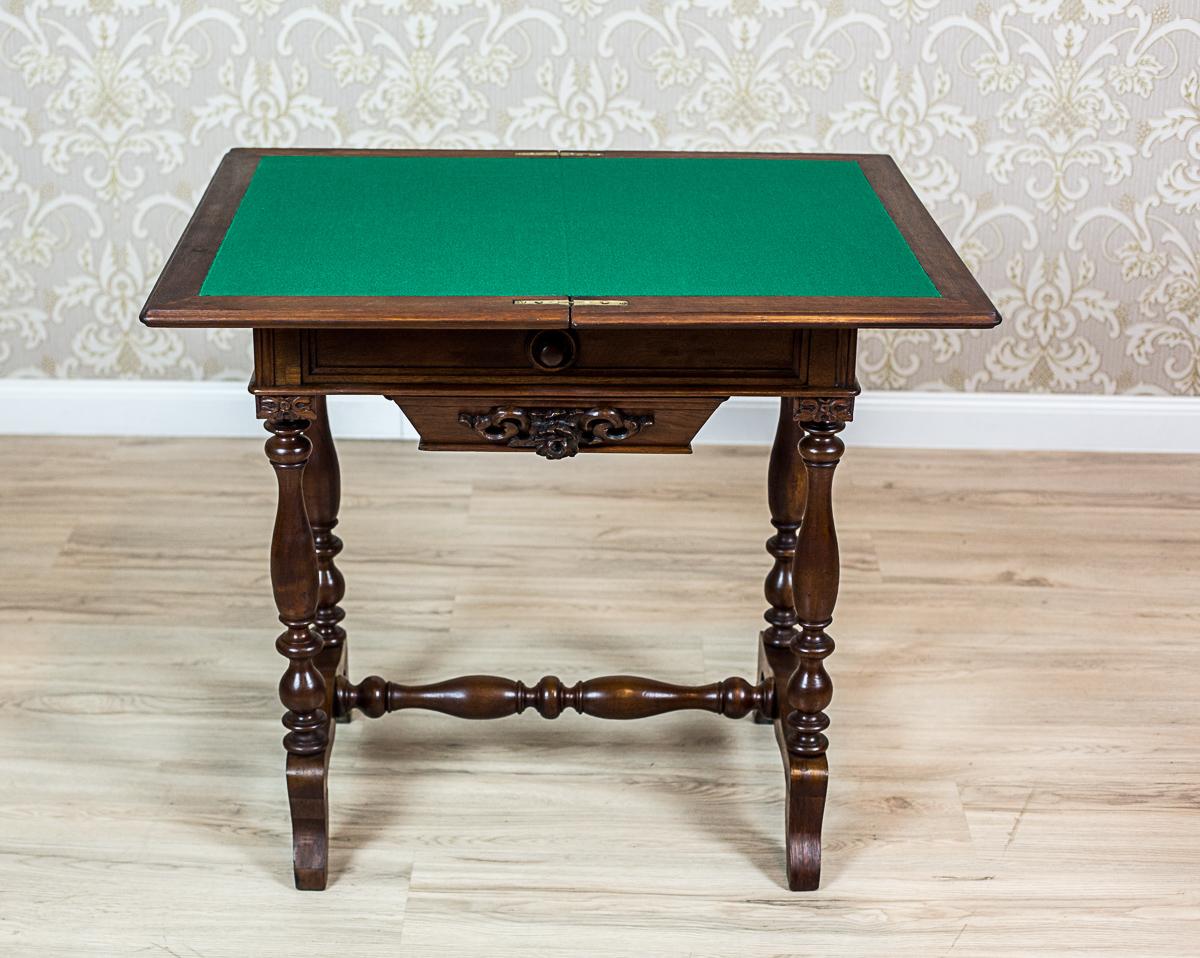 Veneer 19th Century Walnut Sewing Table or Card Table