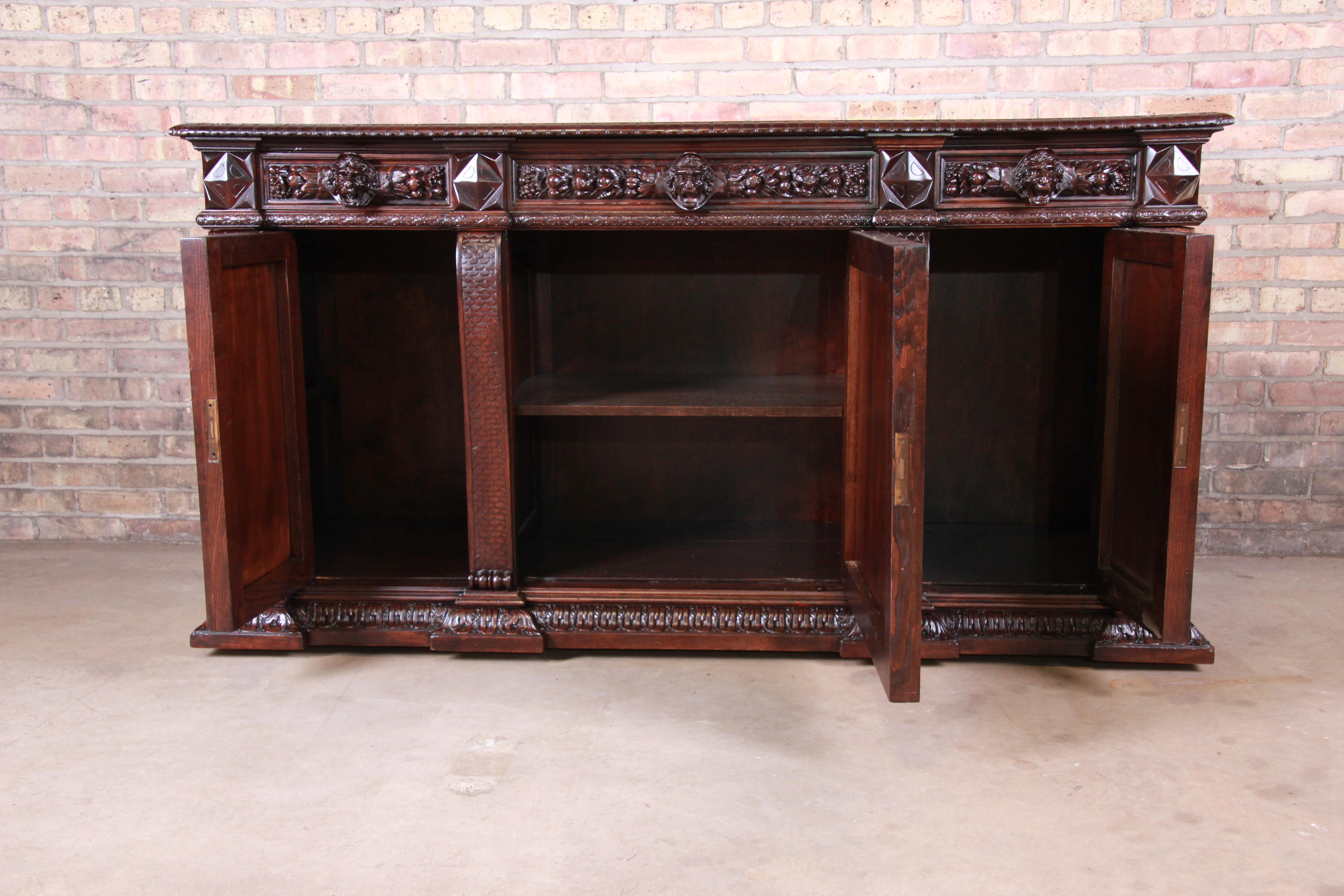 19th Century Walnut Sideboard or Bar Cabinet Attributed to RJ Horner, Restored 12