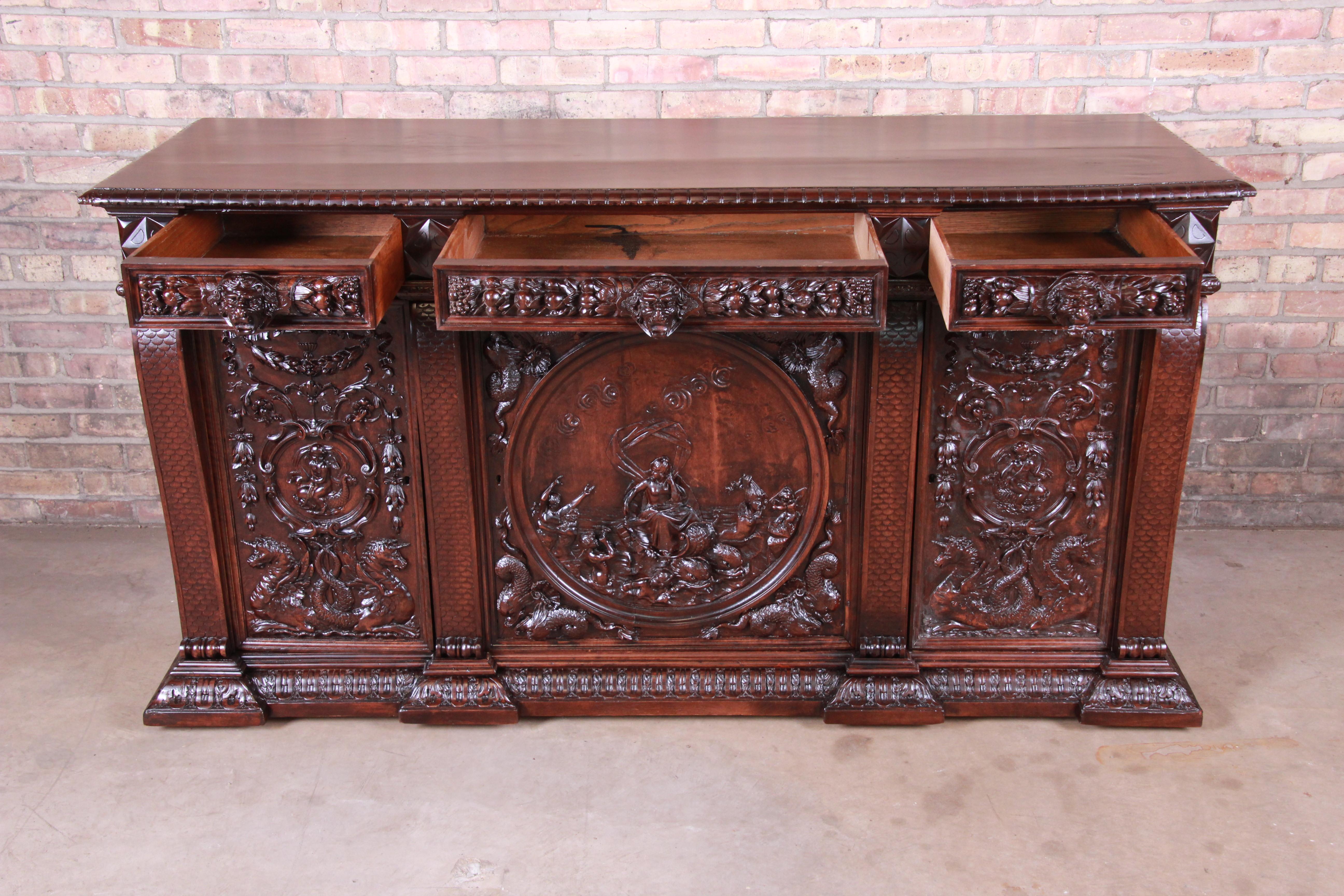 19th Century Walnut Sideboard or Bar Cabinet Attributed to RJ Horner, Restored 4
