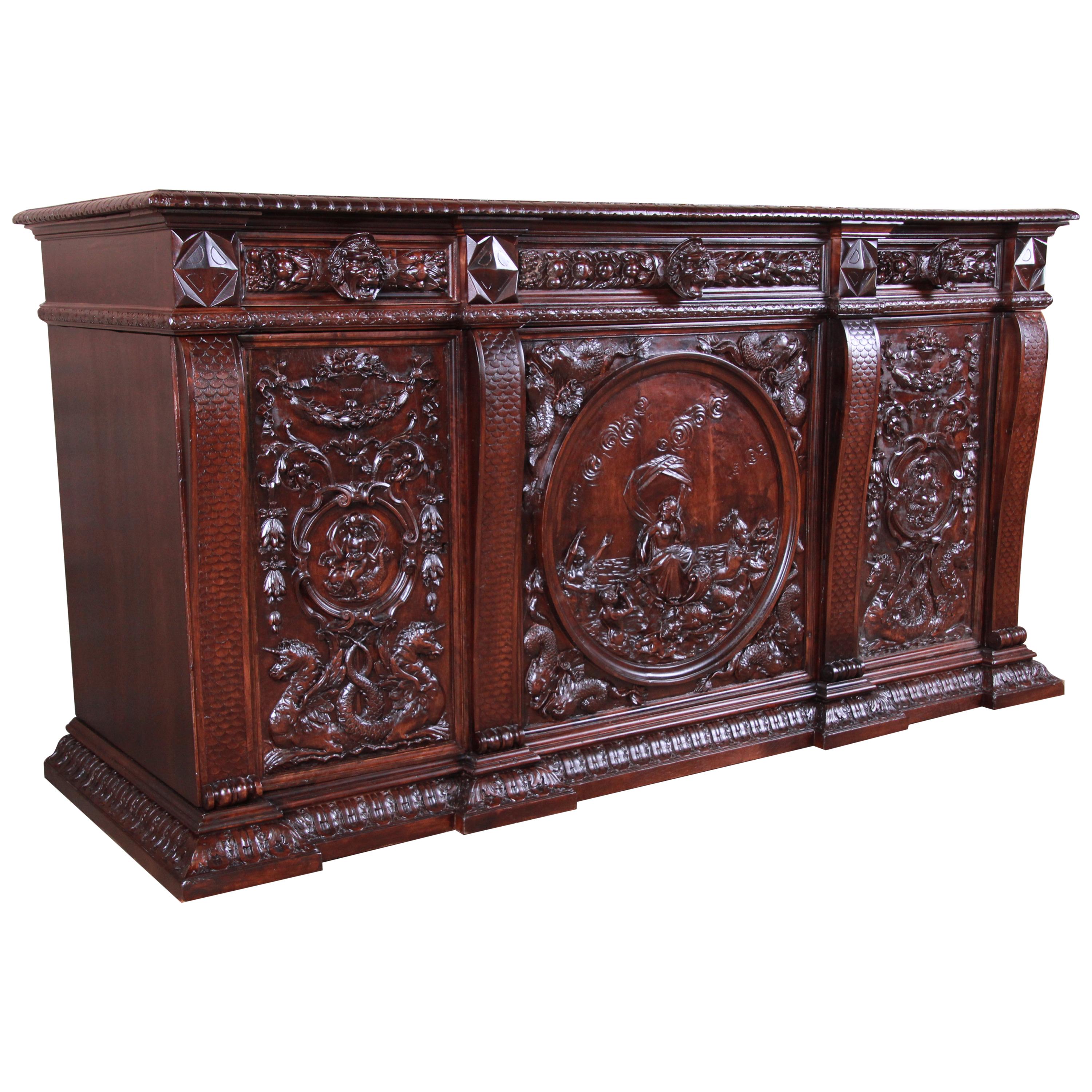 19th Century Walnut Sideboard or Bar Cabinet Attributed to RJ Horner, Restored