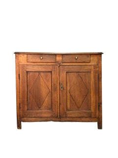 19th-Century Walnut Sideboard with Diamond-Panel Doors and Paneled Sides