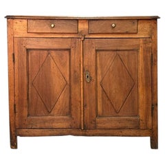 19th-Century Walnut Sideboard with Diamond-Panel Doors and Paneled Sides