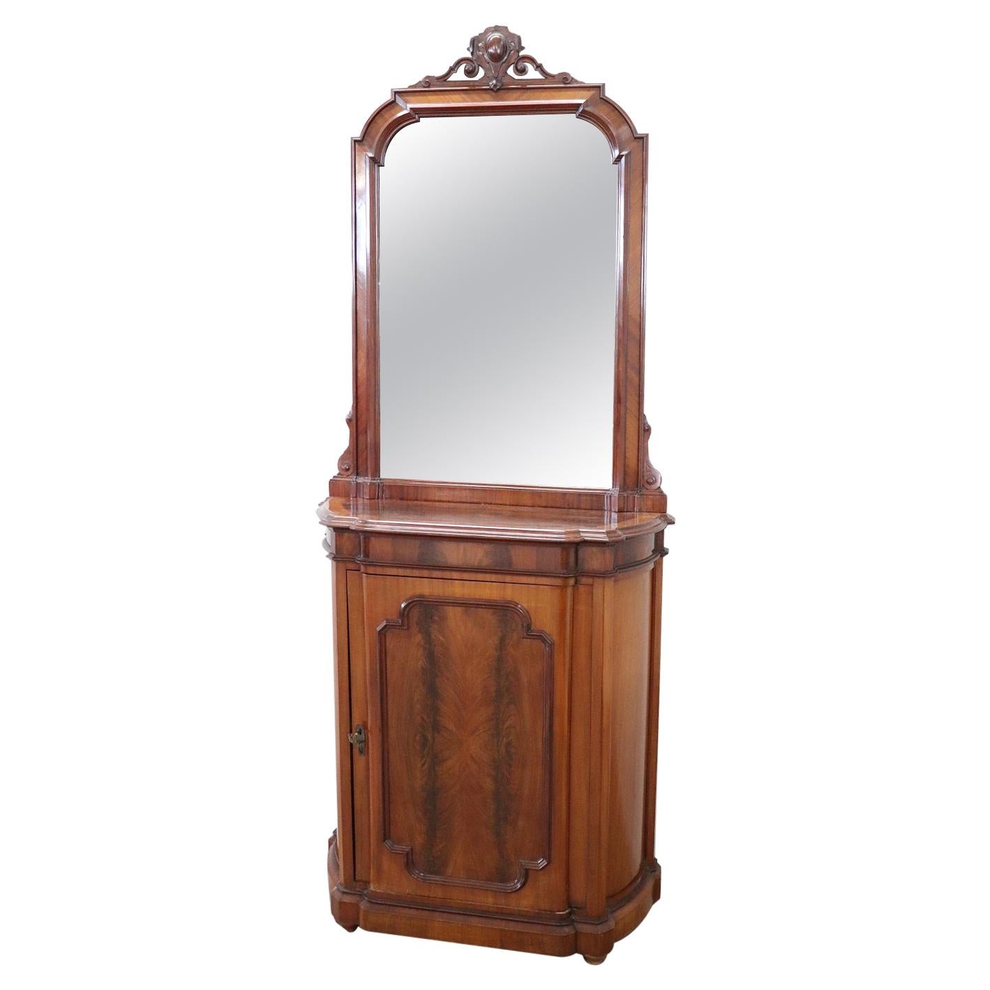 19th Century Walnut Small Cabinet with Mirror For Sale