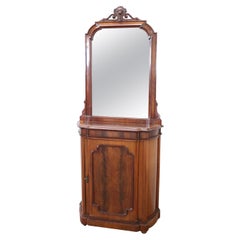 19th Century Walnut Small Cabinet with Mirror