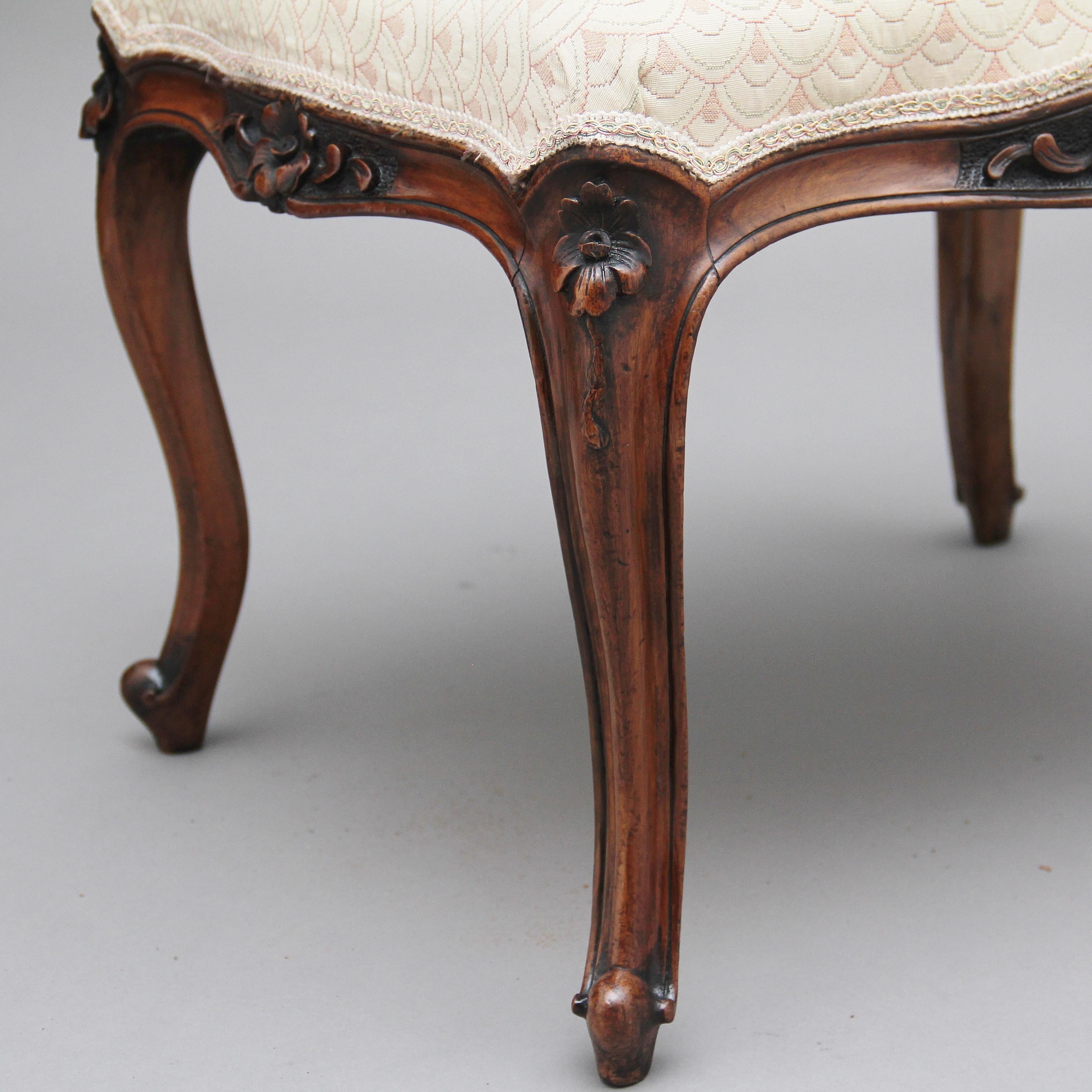 Mid-19th Century 19th Century Walnut Stool