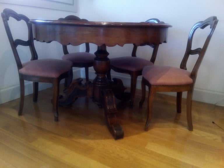 19th Century Walnut Table and Chairs Louis Philippe dining room set For Sale at 1stdibs