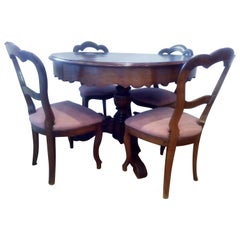 Antique 19th Century Walnut Table and Chairs Louis Philippe dining room set