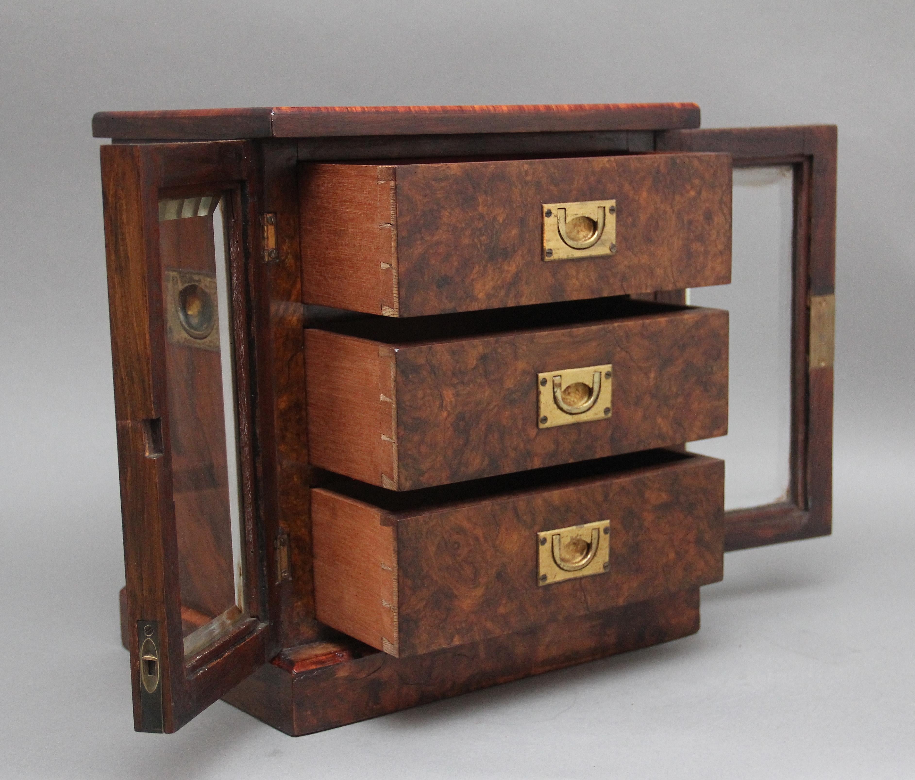 British 19th Century walnut table cabinet For Sale