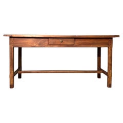 19th-Century Walnut Table with Aosta Valley Fratino-Style Drawer